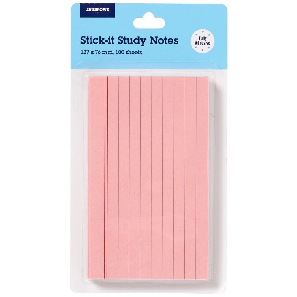 1 J.Burrows Fully Adhesive Notes 76x127mm Pink, 1 of 3