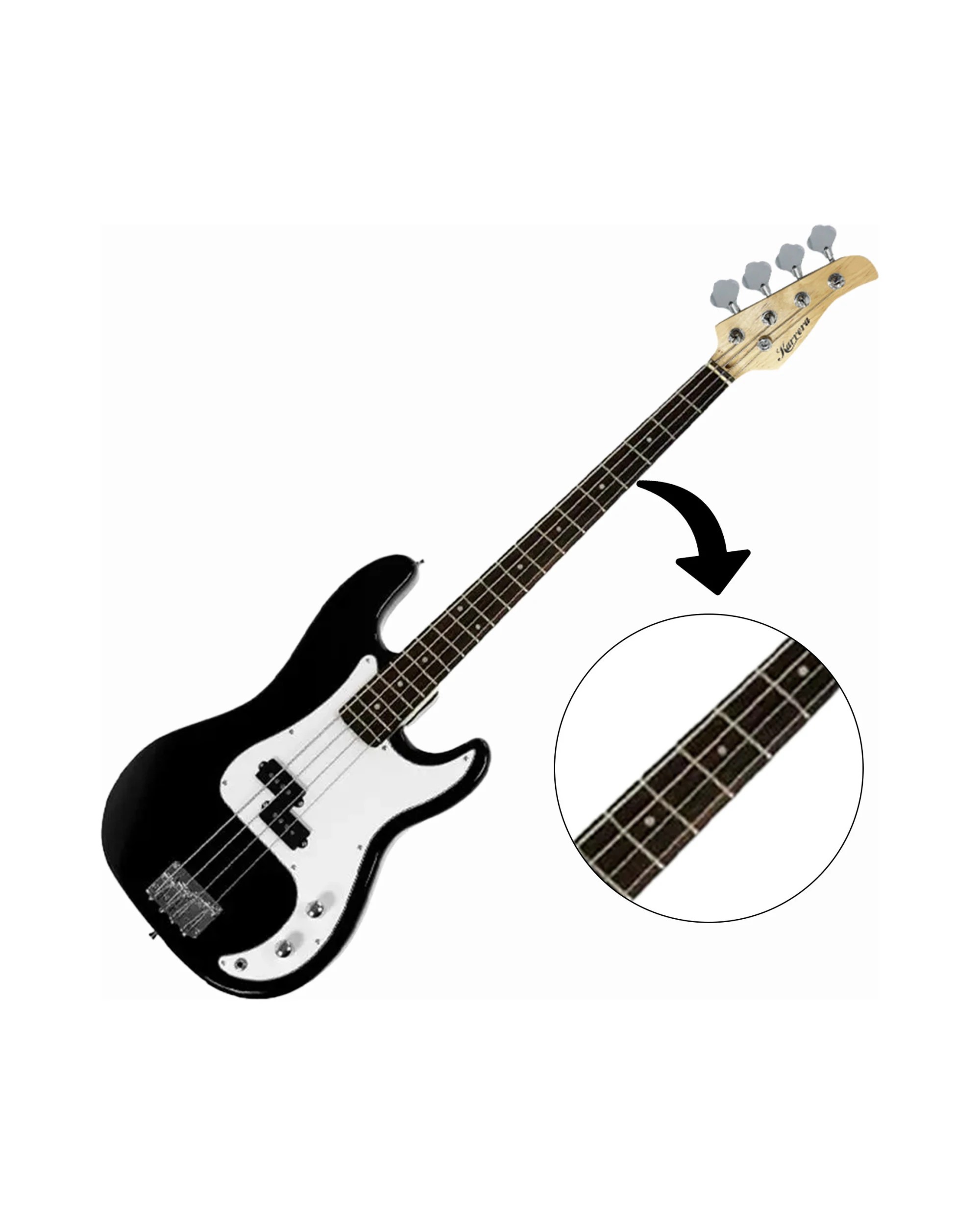4 Karrera Electric Guitar Bass Music 4 String Instrument Full Size - Black, 4 of 6