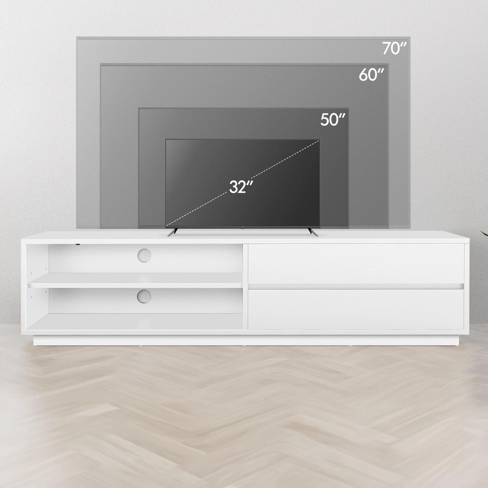 9 Alfordson Entertainment Unit TV Cabinet Stand Storage Drawer 180cm - White, 9 of 9