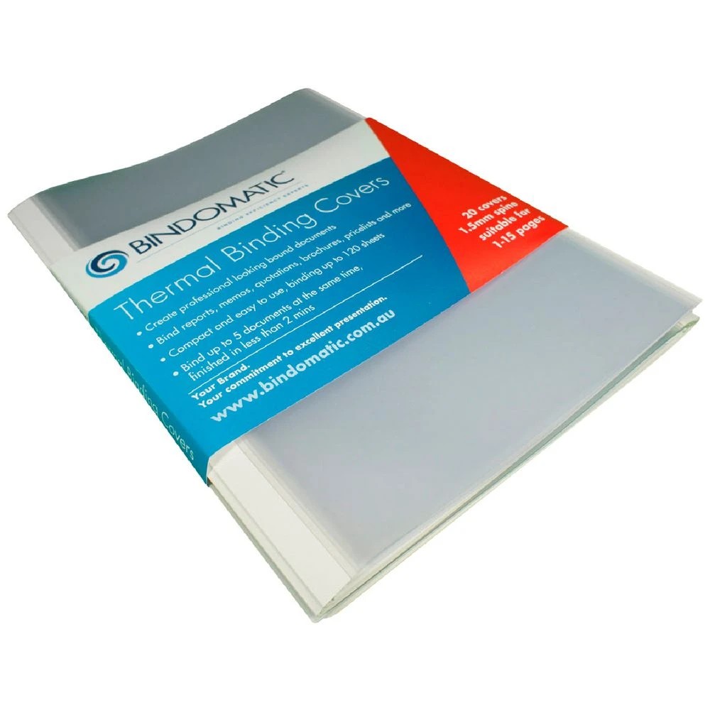 2 Bindomatic Thermal Binding Covers A4 1.5mm White 20 Pack, 2 of 2
