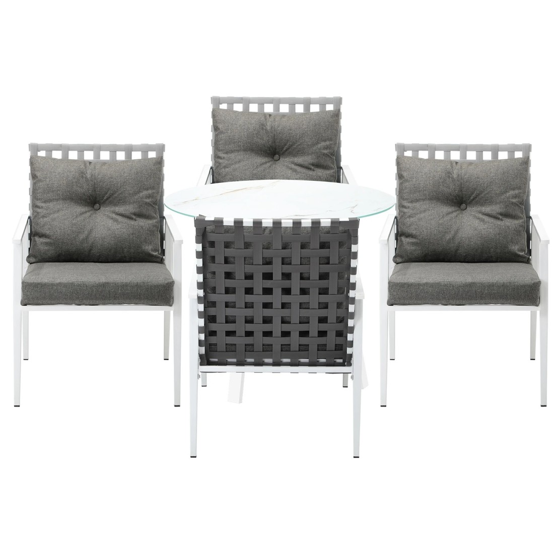 7 Livsip Outdoor Dining Set Patio Furniture Setting 5PCS Marble Table Rattan Chair - Multi, 7 of 9