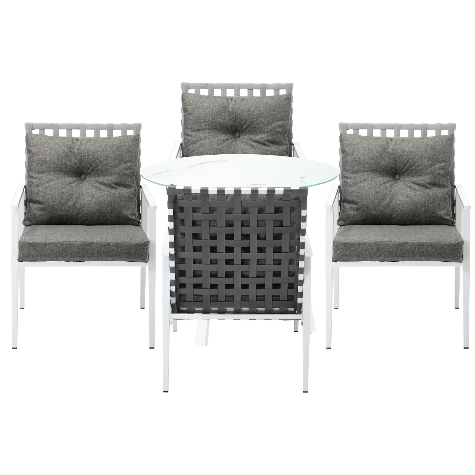 7 Livsip Outdoor Dining Set Patio Furniture Setting 5PCS Marble Table Rattan Chair - Multi, 7 of 9