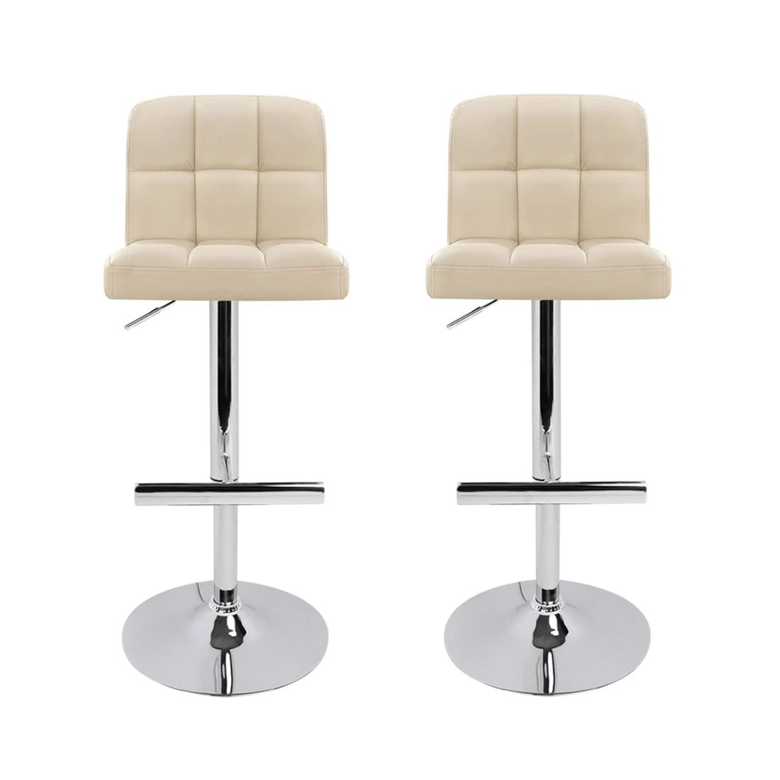 4 Artiss 2x Bar Stools Leather Gas Lift - White, 4 of 7