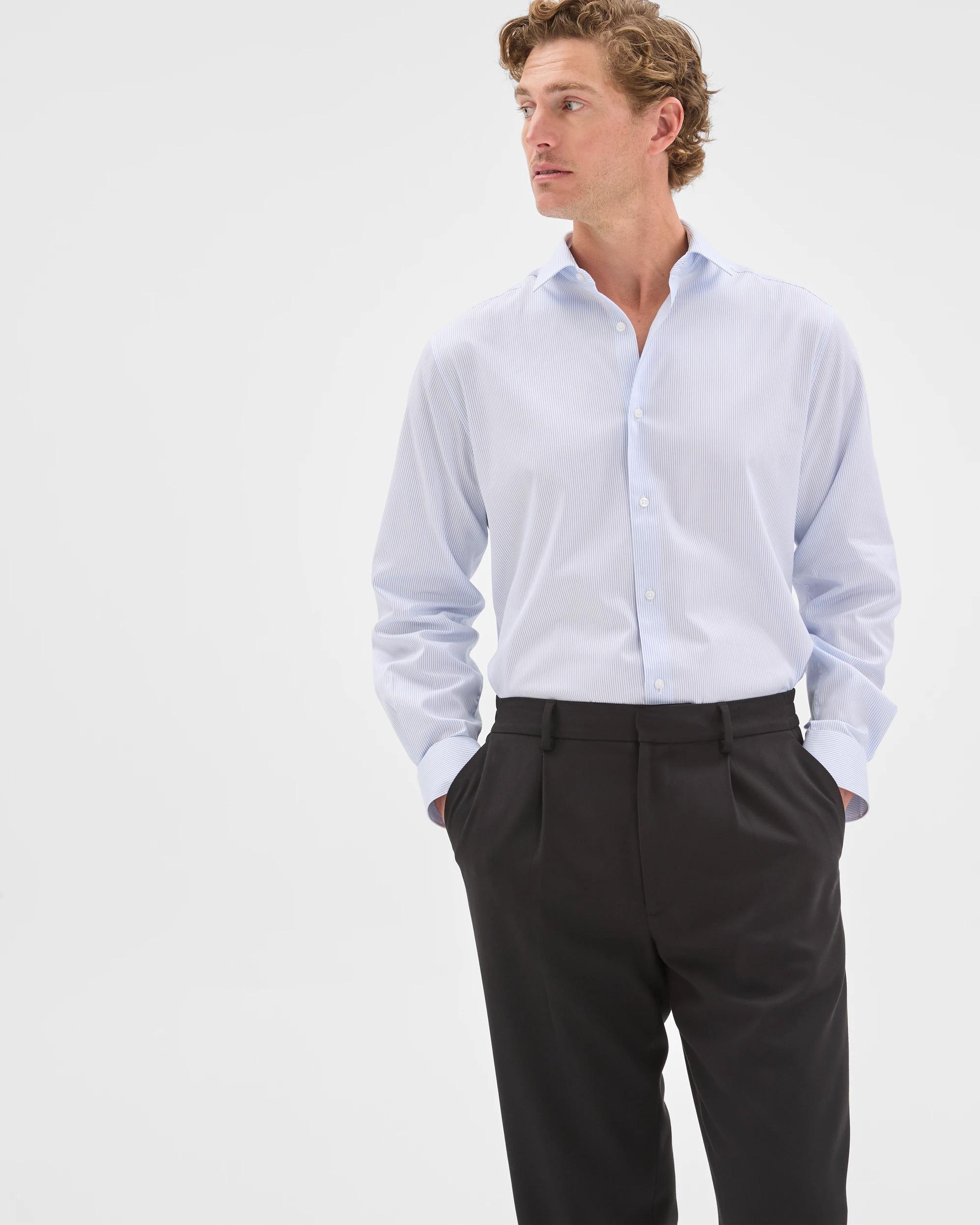 1 Preview Australian Cotton Business Stripe Shirt BLUE PIN, 1 of 6
