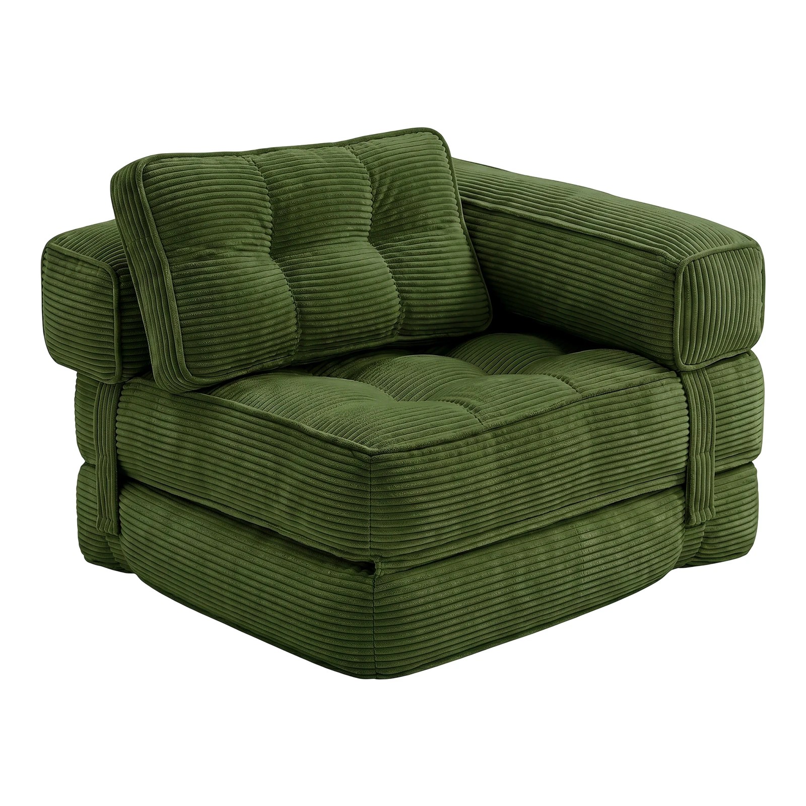 1 Advwin Folding Sofa Bed 3-in-1 Convertible Sleeper Chair with L-Shaped Armrest & Pillow Lazy Floor Sofa - Green, 1 of 4