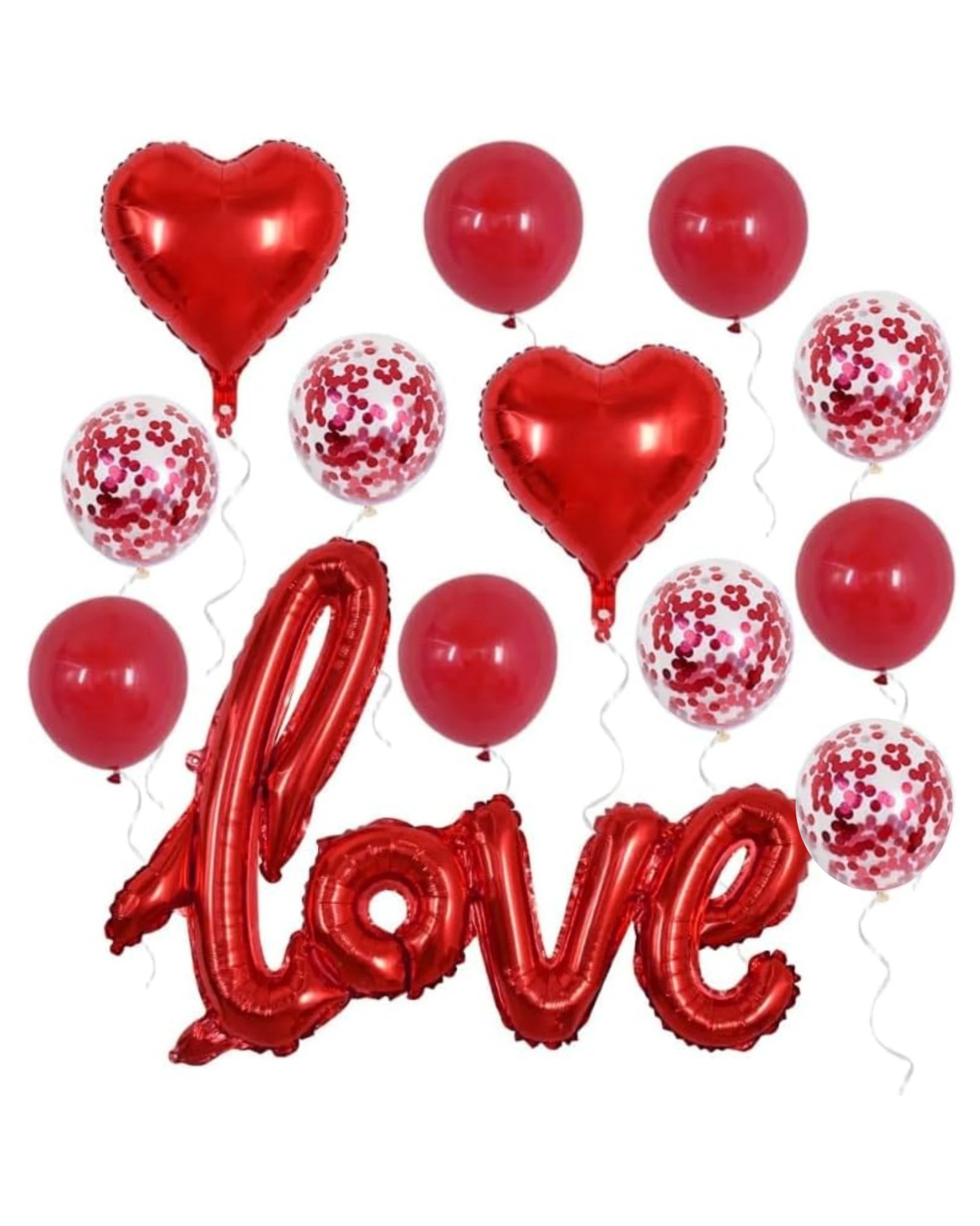 2 Oceana Love Foil Balloon Set 13 BalloonsRed - Red, 2 of 2
