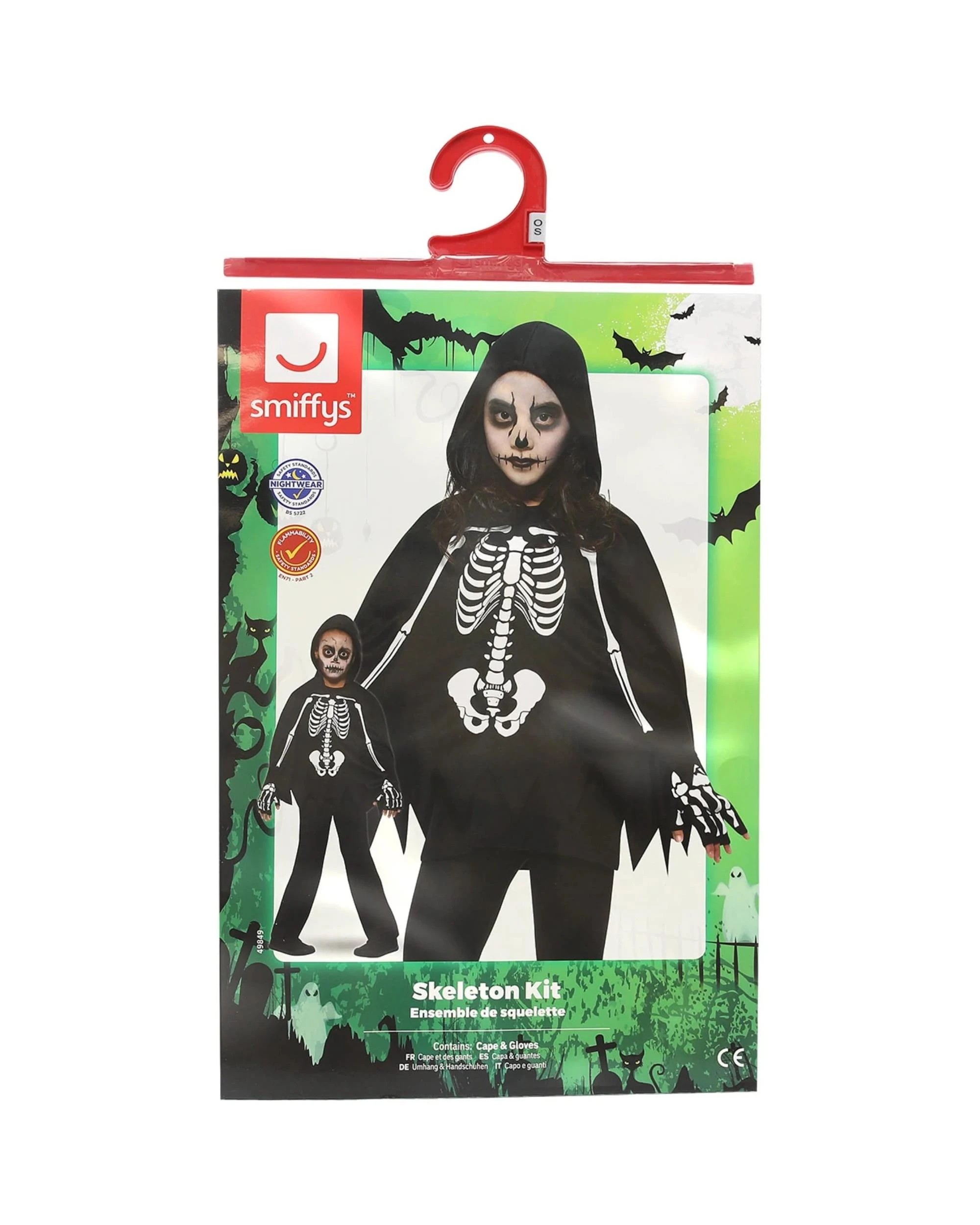 9 Unisex Skeleton Poncho Child Costume, 9 of 9