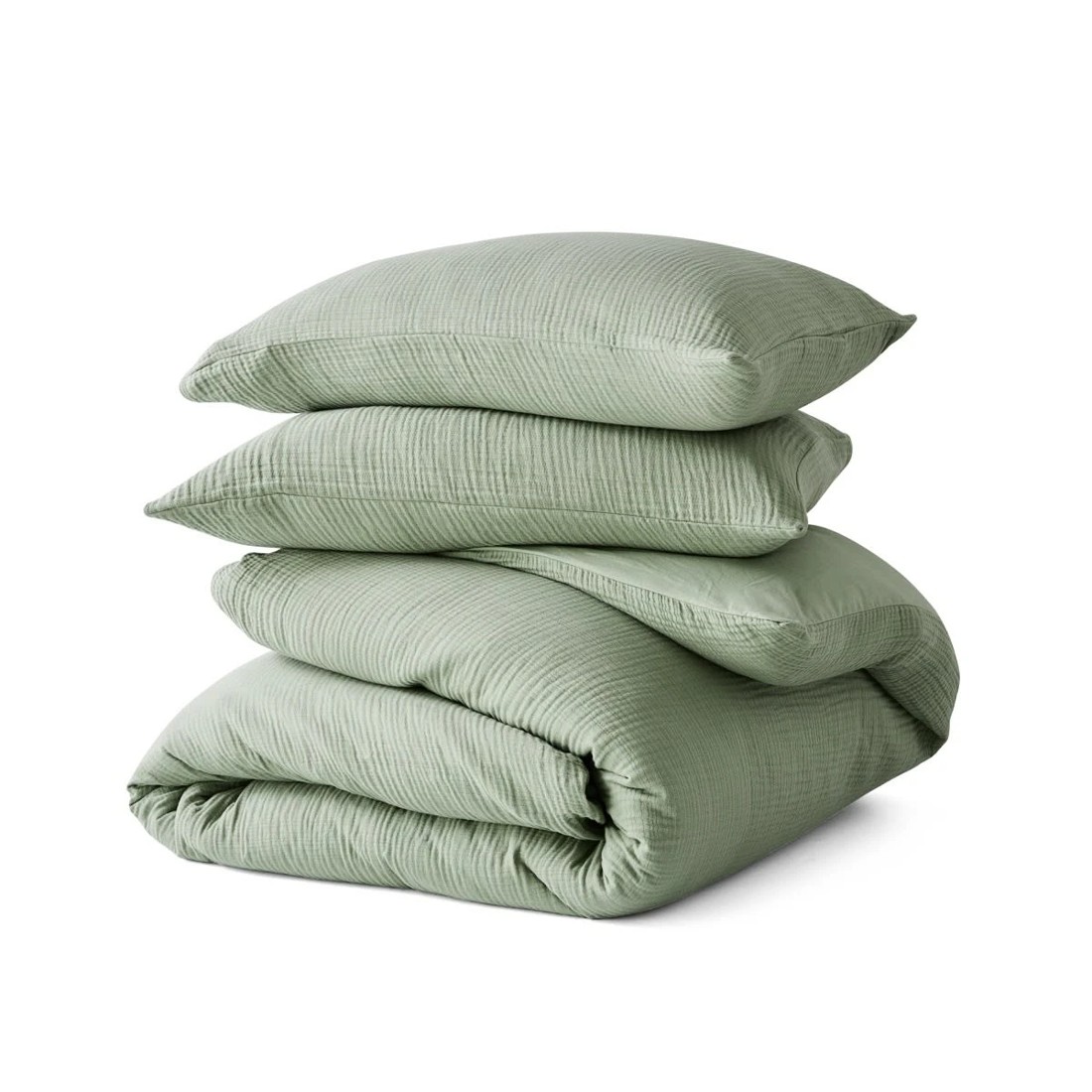 5 Muslin Cotton Quilt Cover Set - King Bed, Seagrass, 5 of 6