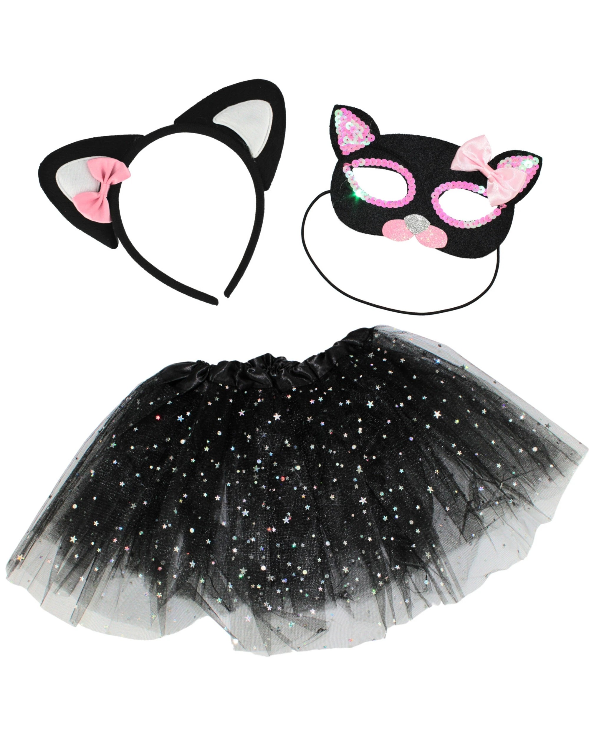1 Party Planet Black Kitty Cat Headband, Mask and Tutu Set, 1 of 3