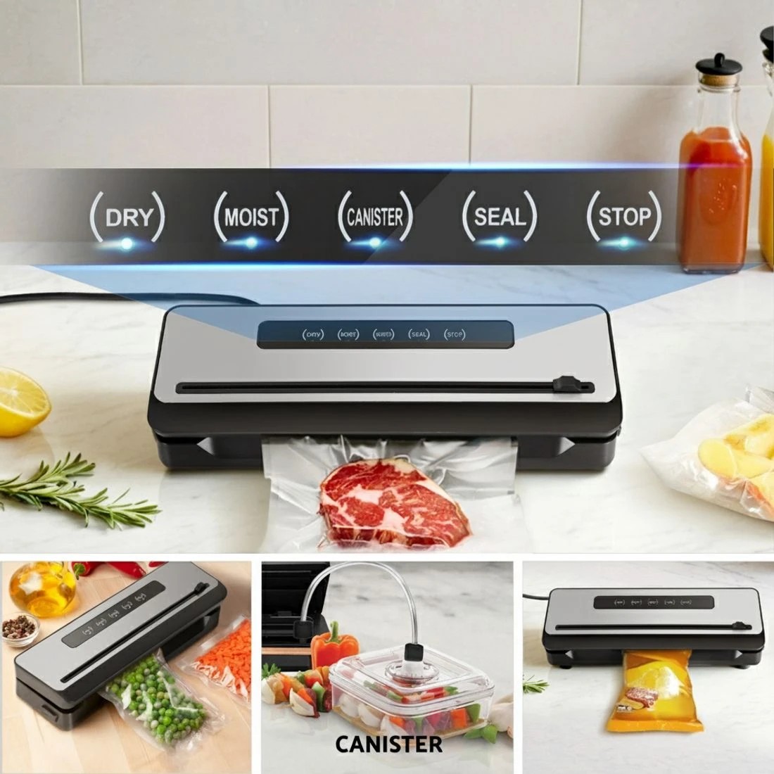 3 Devanti Food Vacuum Sealer Machine Sealing Cutter 4 Modes Storage Bags 4 Rolls - Multi, 3 of 5