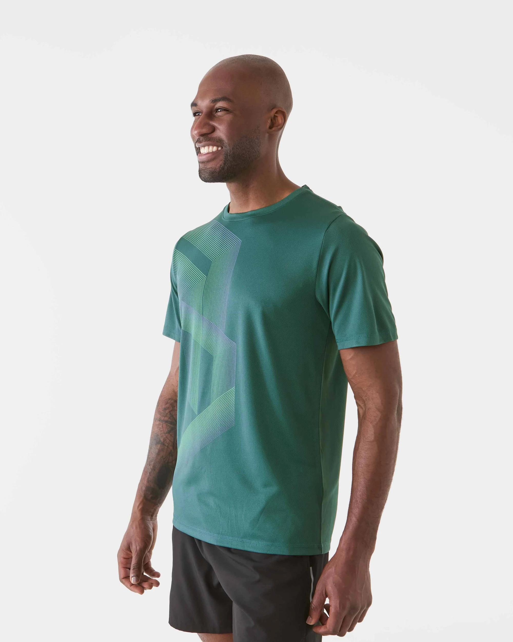 2 Active Mens Printed T-shirt Diamondgrn, 2 of 7