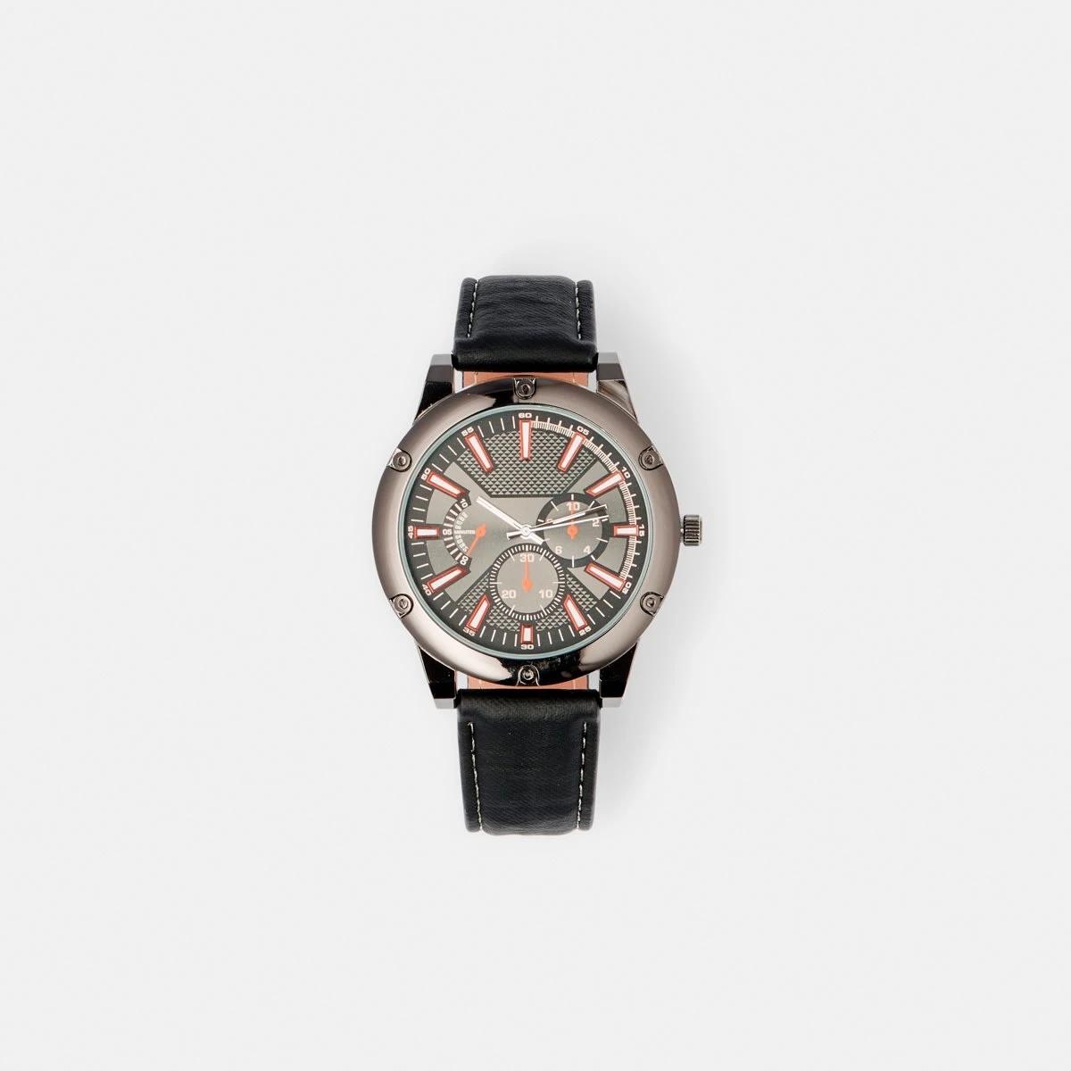 1 Chrono PU Watch - Black BLACK, 1 of 6