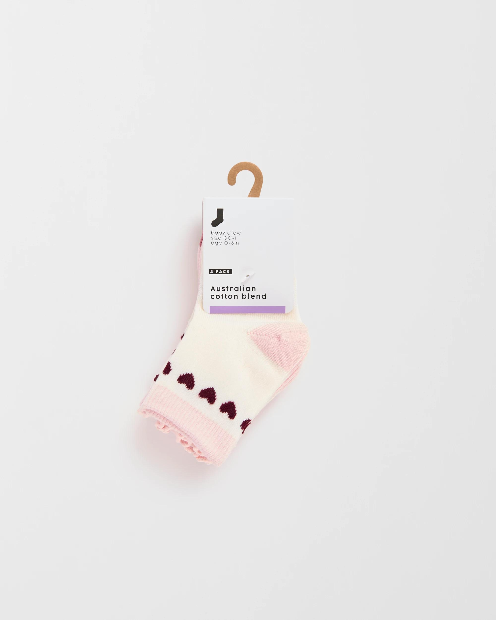 2 Target Baby Baby Australian Cotton Blend 4 Pack Textured/Trimmed Crew Socks HEARTS, 2 of 3