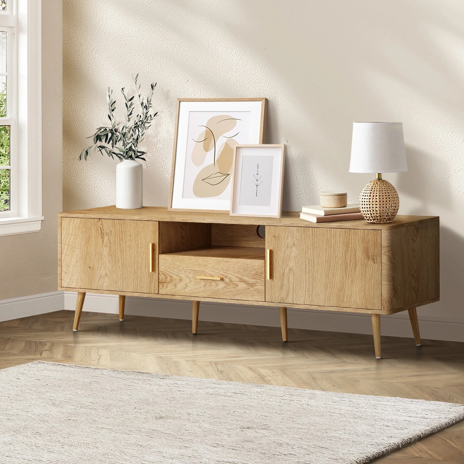 2 Oikiture Entertainment Unit 160cm
 - Natural, 2 of 9