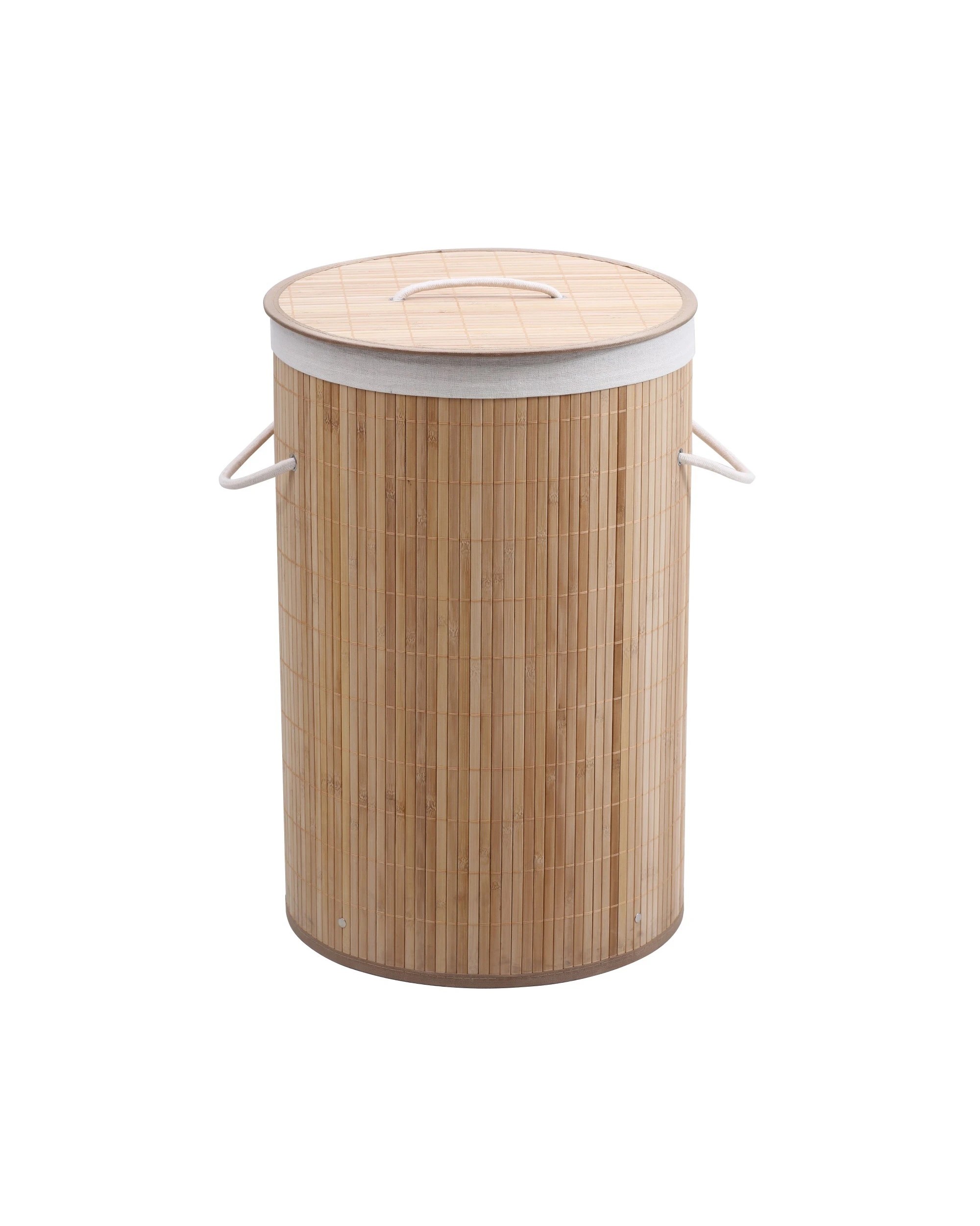 1 Sherwood Home Round Collapsible Bamboo Laundry Hamper with Liner - Natural, 1 of 6