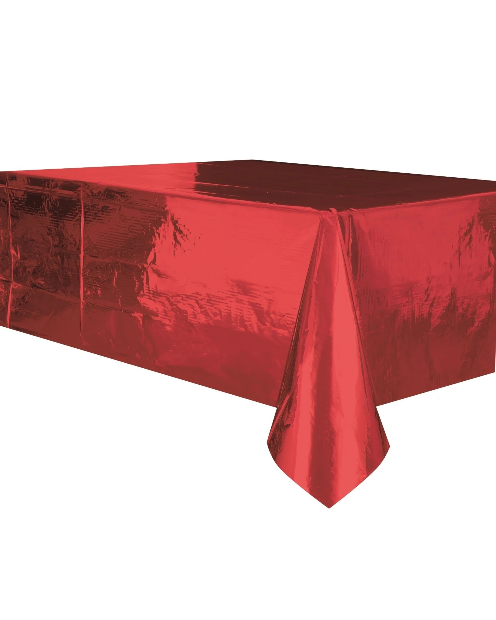1 Unique Red Foil Rectangular Plastic Tablecloth - Red, 1 of 2