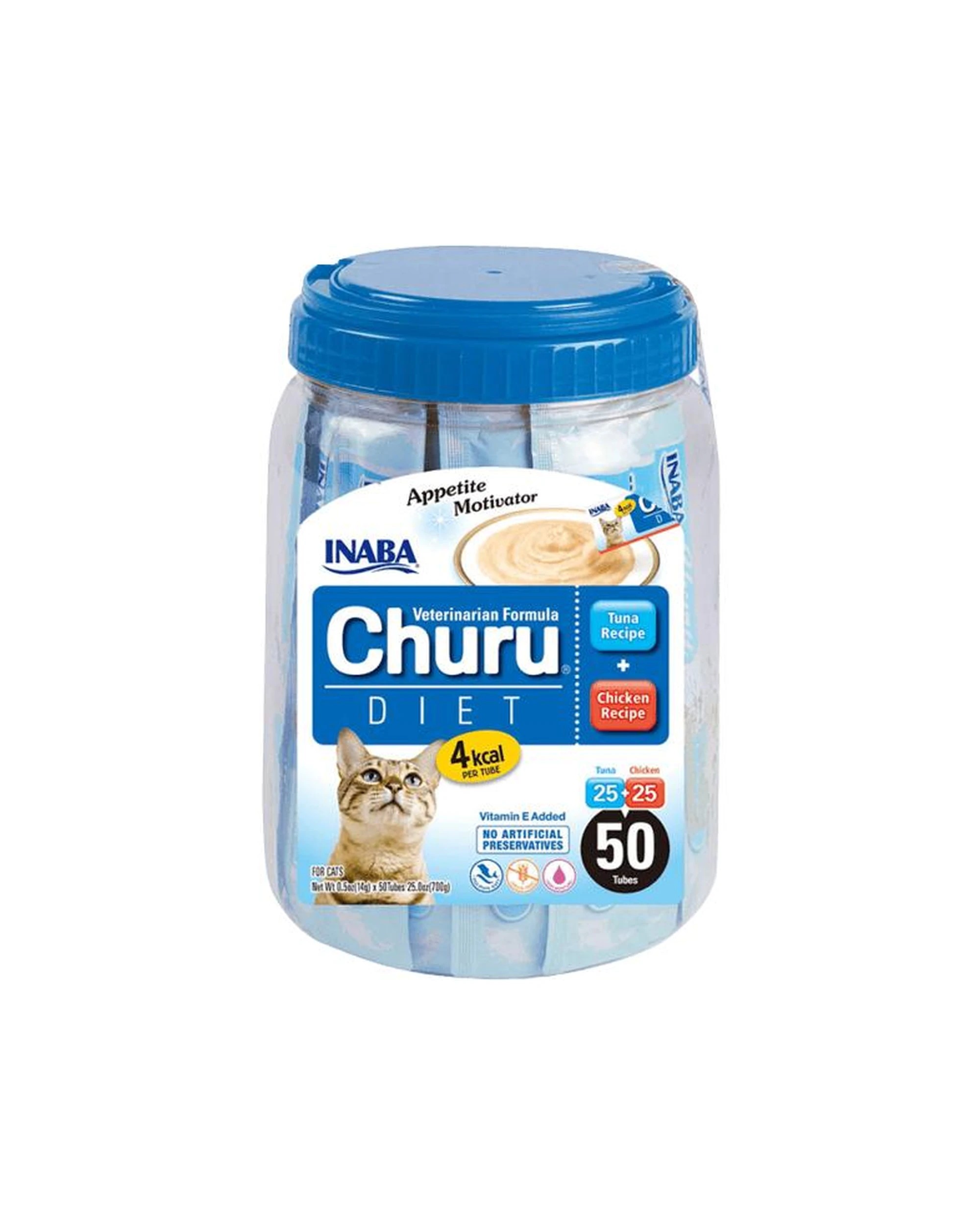 1 Inaba Churu Puree Vet Diet Cat Treats Tuna & Chicken Recipe Tub 50 Pack, 1 of 2