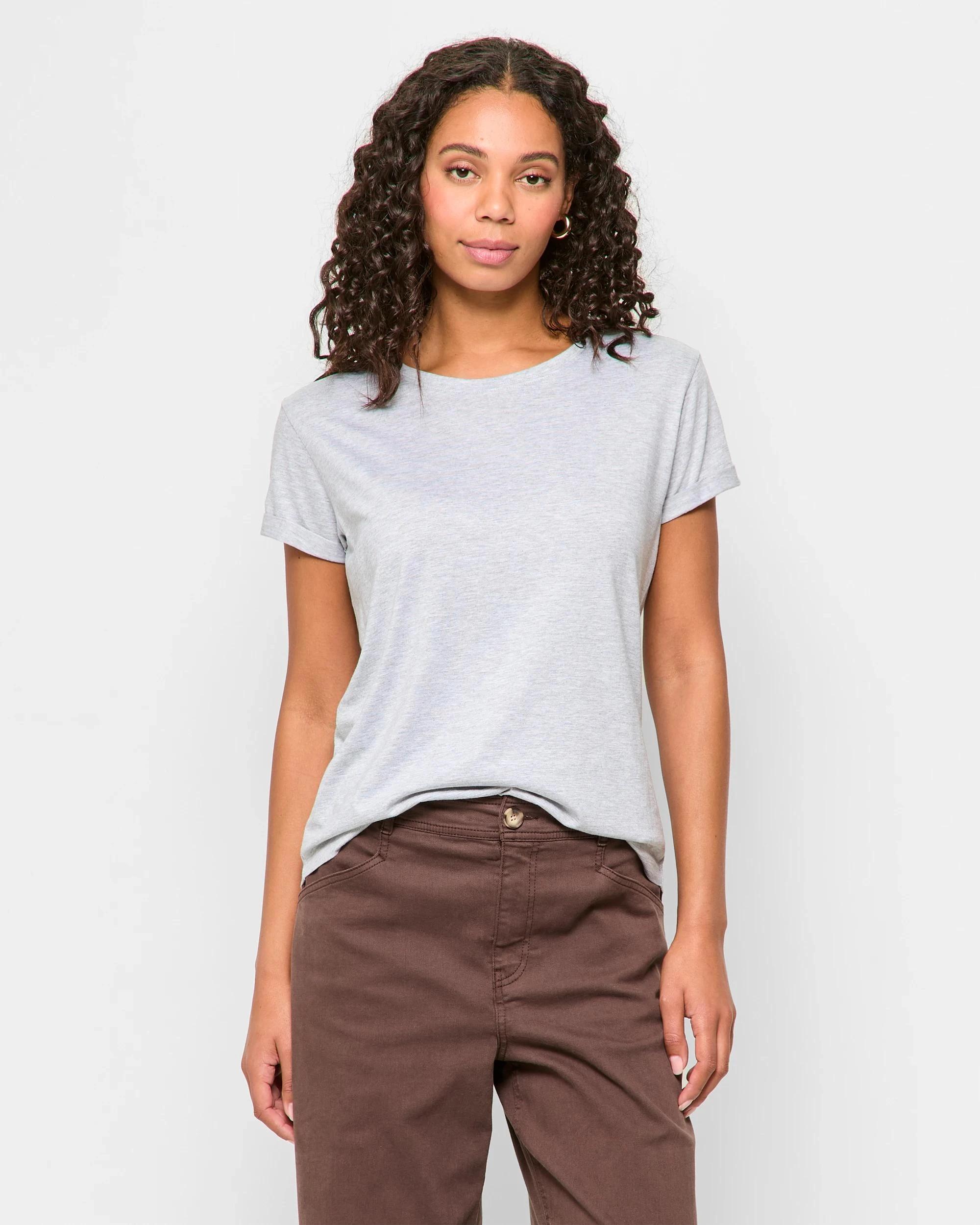 1 Target Cotton/Modal Relaxed Crew T-Shirt GREY MARLE, 1 of 5