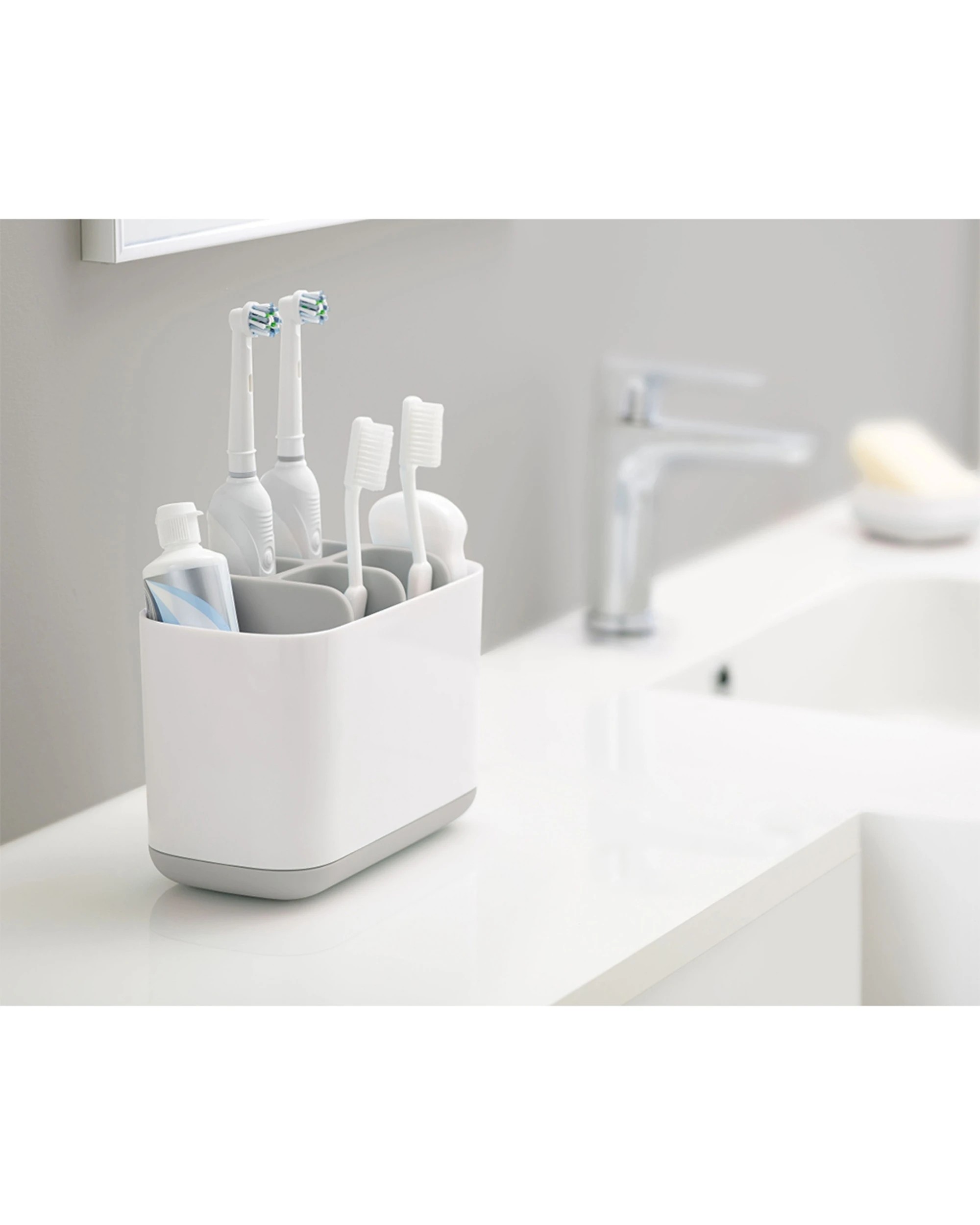 4 Joseph Joseph Toothbrush Caddy Divided Sections Ventilated Non Slip Base - White, 4 of 5