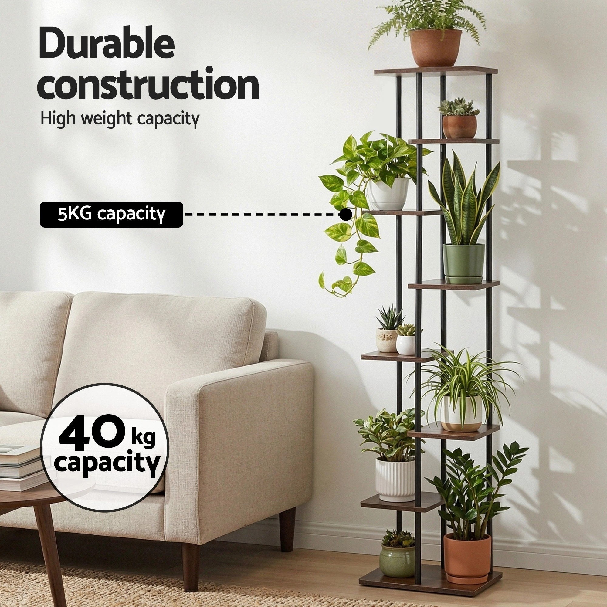 5 Artiss 8 Tiers Plant Stand Metal Flower Pots Shelf Indoor Outdoor Garden Home - Multi, 5 of 8