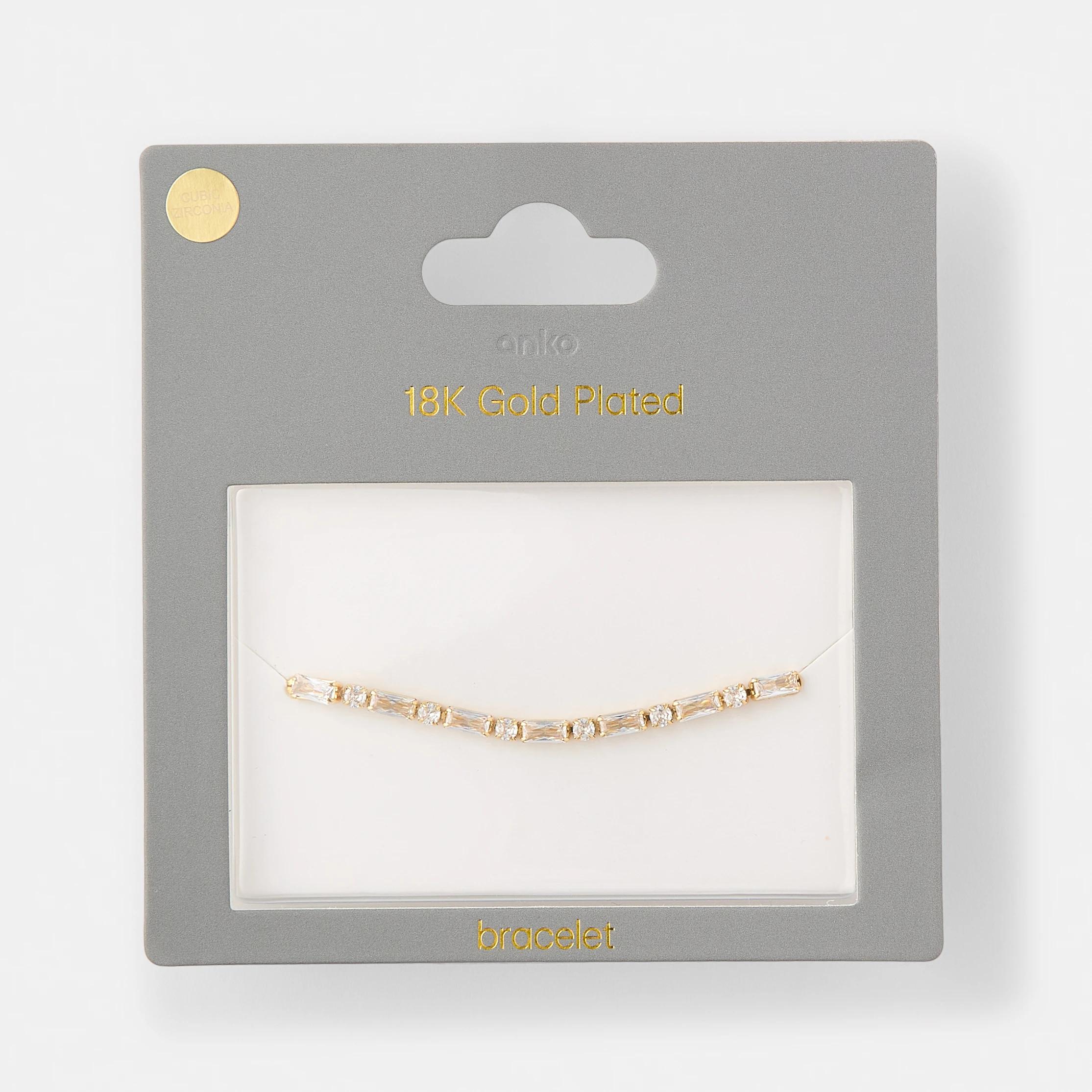 4 18K Gold Plated Cubic Zirconia Stone Bracelet Gold, 4 of 4