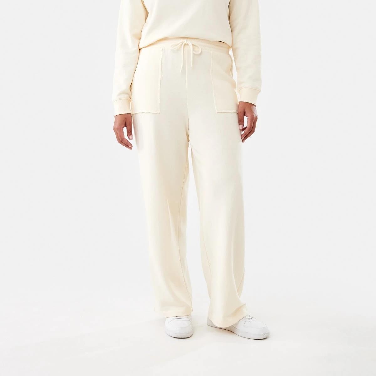 1 Raw Hem Straight Leg Trackpants Soft Lemon, 1 of 5