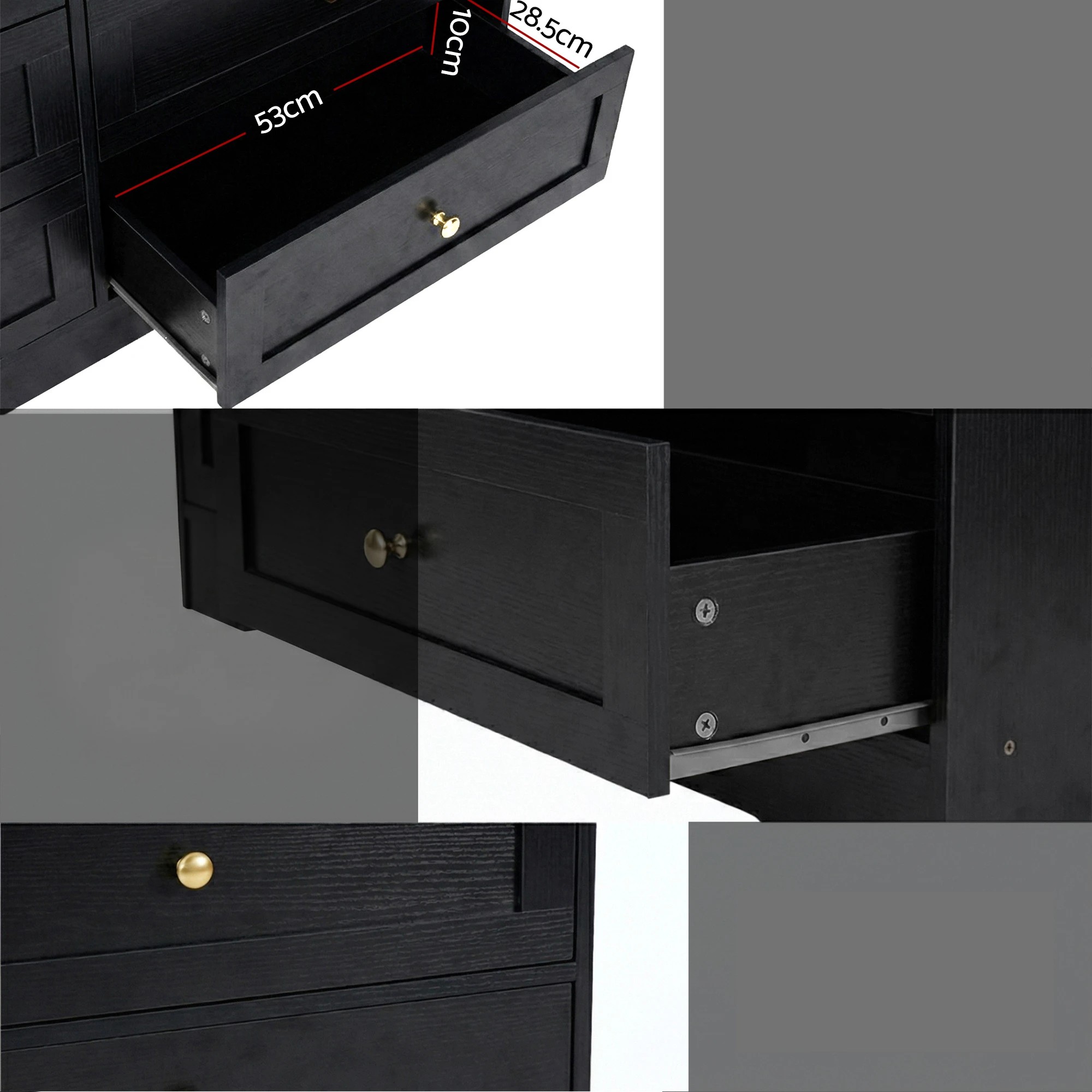 8 Artiss 6 Chest of Drawers Tallboy Cabinet - LEIF - Black, 8 of 10