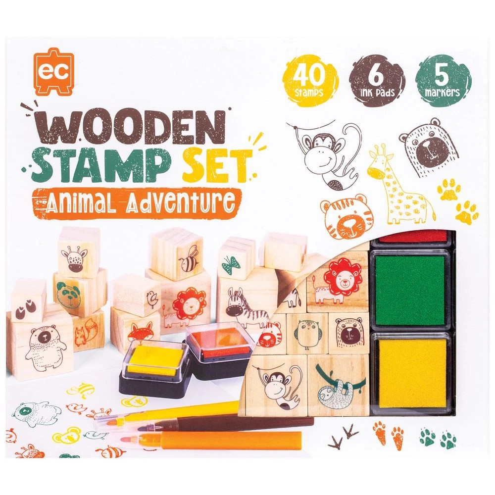 1 Wooden Stamp Set  51 Piece Animal Adventure, 1 of 4