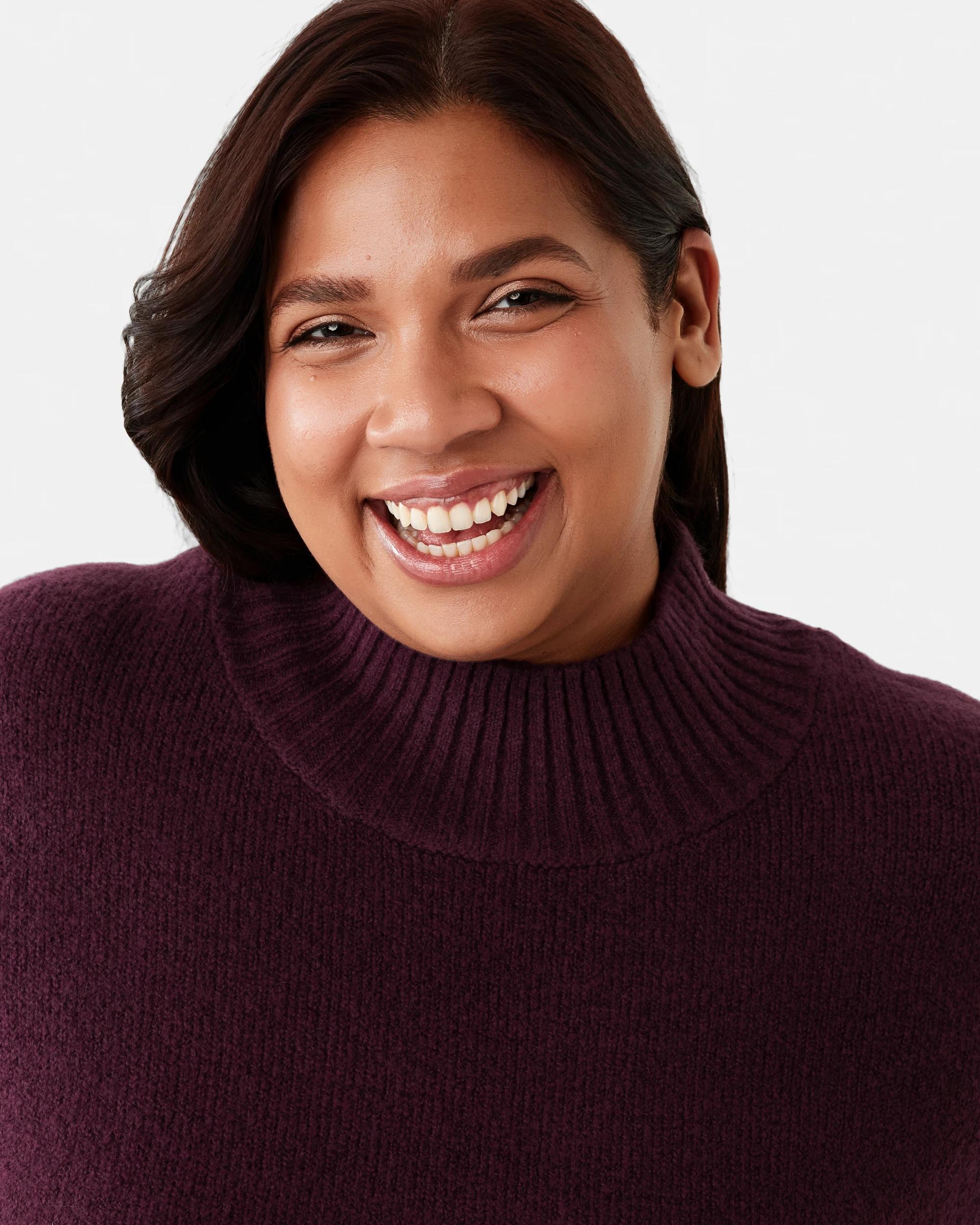4 Curve Funnel Neck Jumper Prt Royal, 4 of 7