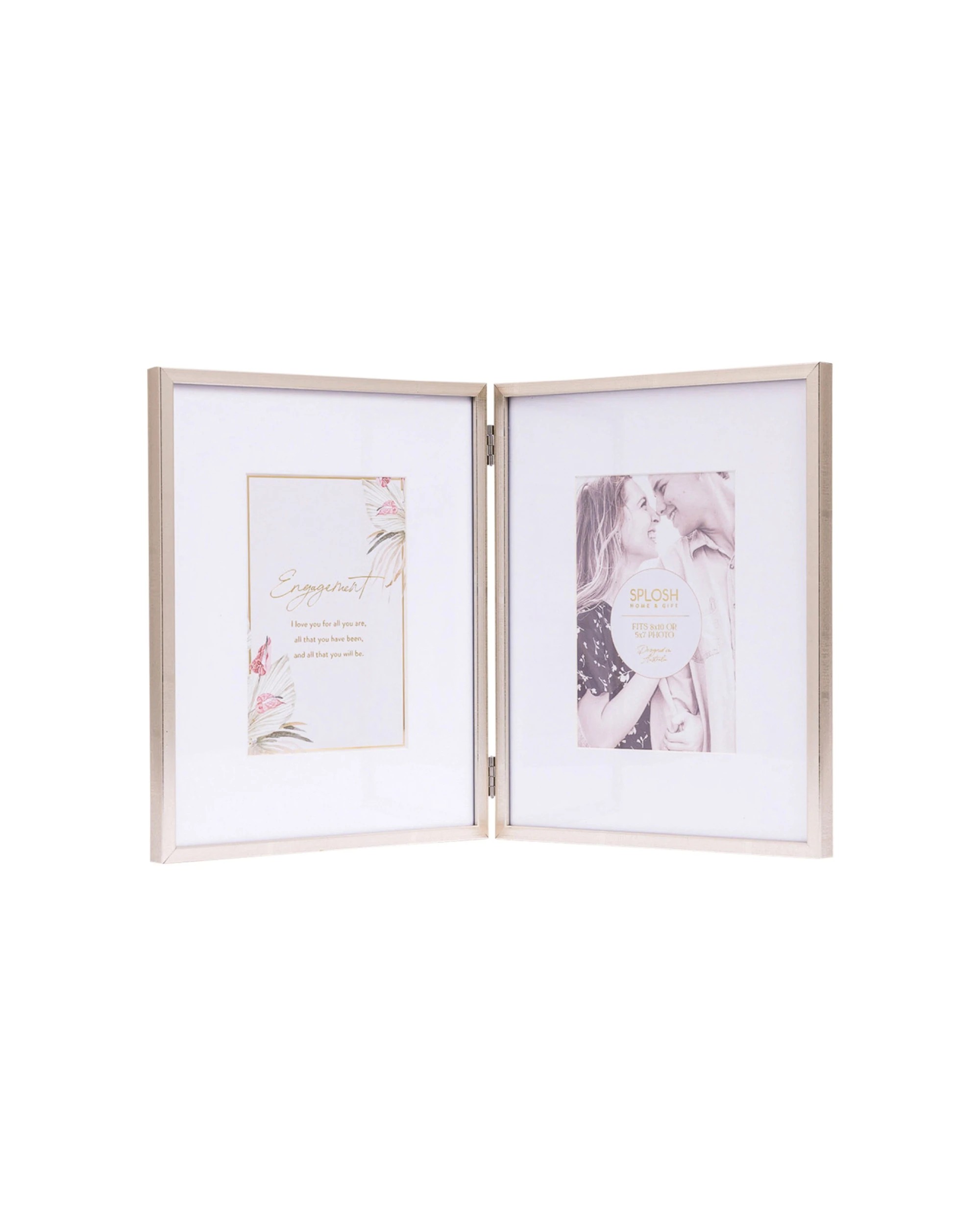 1 Splosh Wedding 5x7'' Picture/photo Double Frame Standing Tabletop Home Decor
 - Gold, 1 of 6