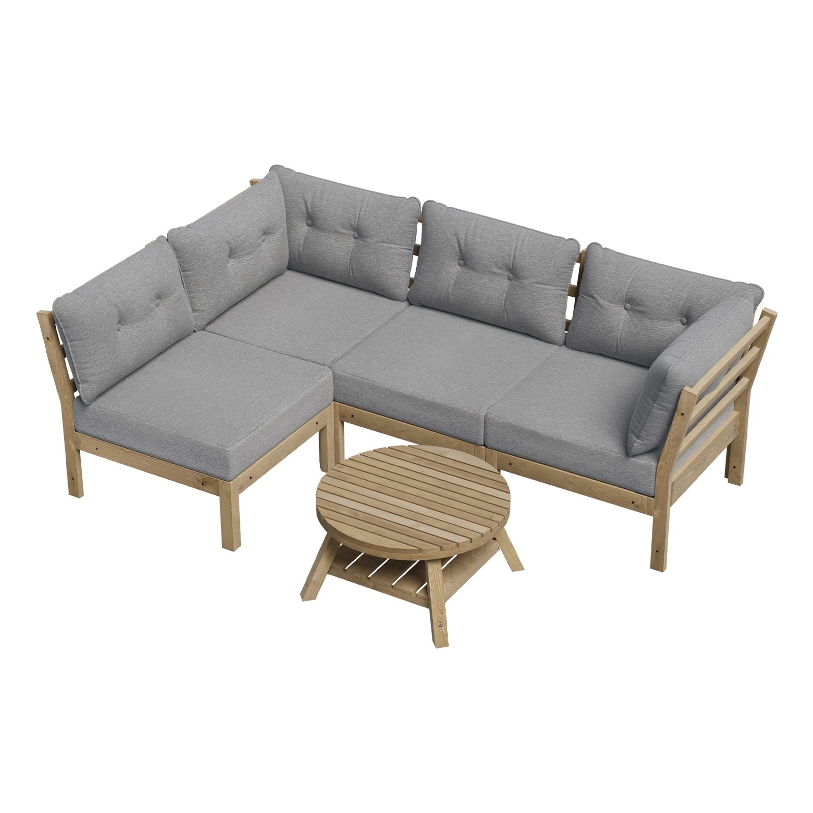 1 Livsip 4 Seater Outdoor Sofa Set Lounge Setting - Grey, 1 of 10