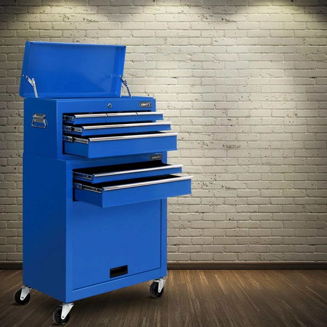 2 Giantz 7 Drawer Tool Box Cabinet Chest Trolley Toolbox Garage Storage - Blue, 2 of 5