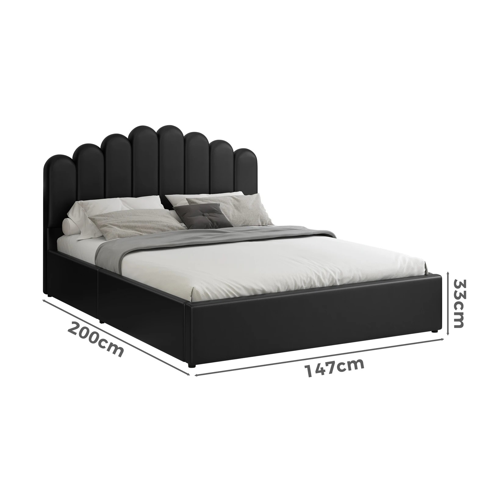 7 Alfordson Bed Frame Double Size Gas Lift Storage Base Wooden Milton - Black, 7 of 10