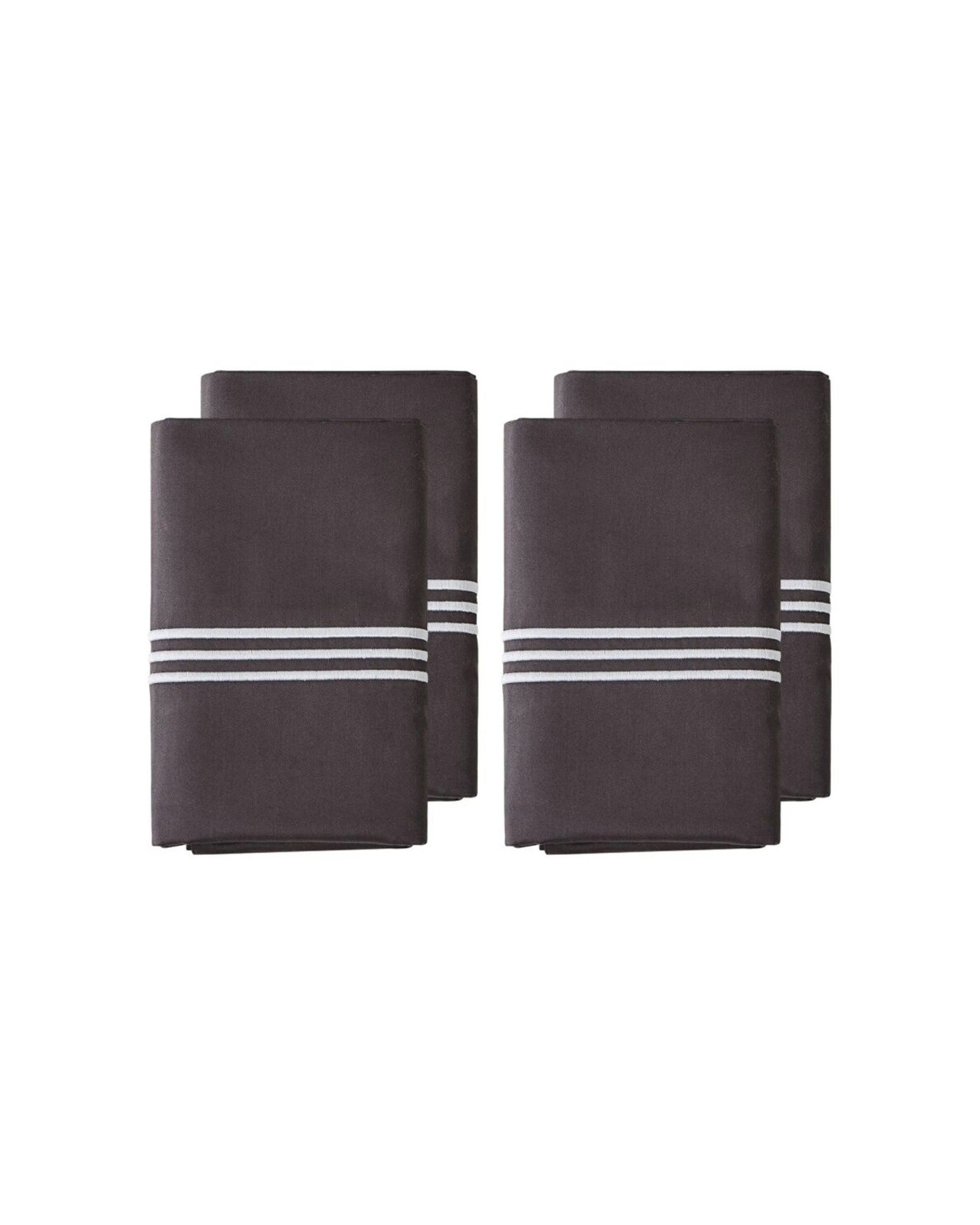 1 Grosvenor House 2x 2pc 500TC Hotel Embroidered Standard Pillowcase With White - Charcoal, 1 of 3