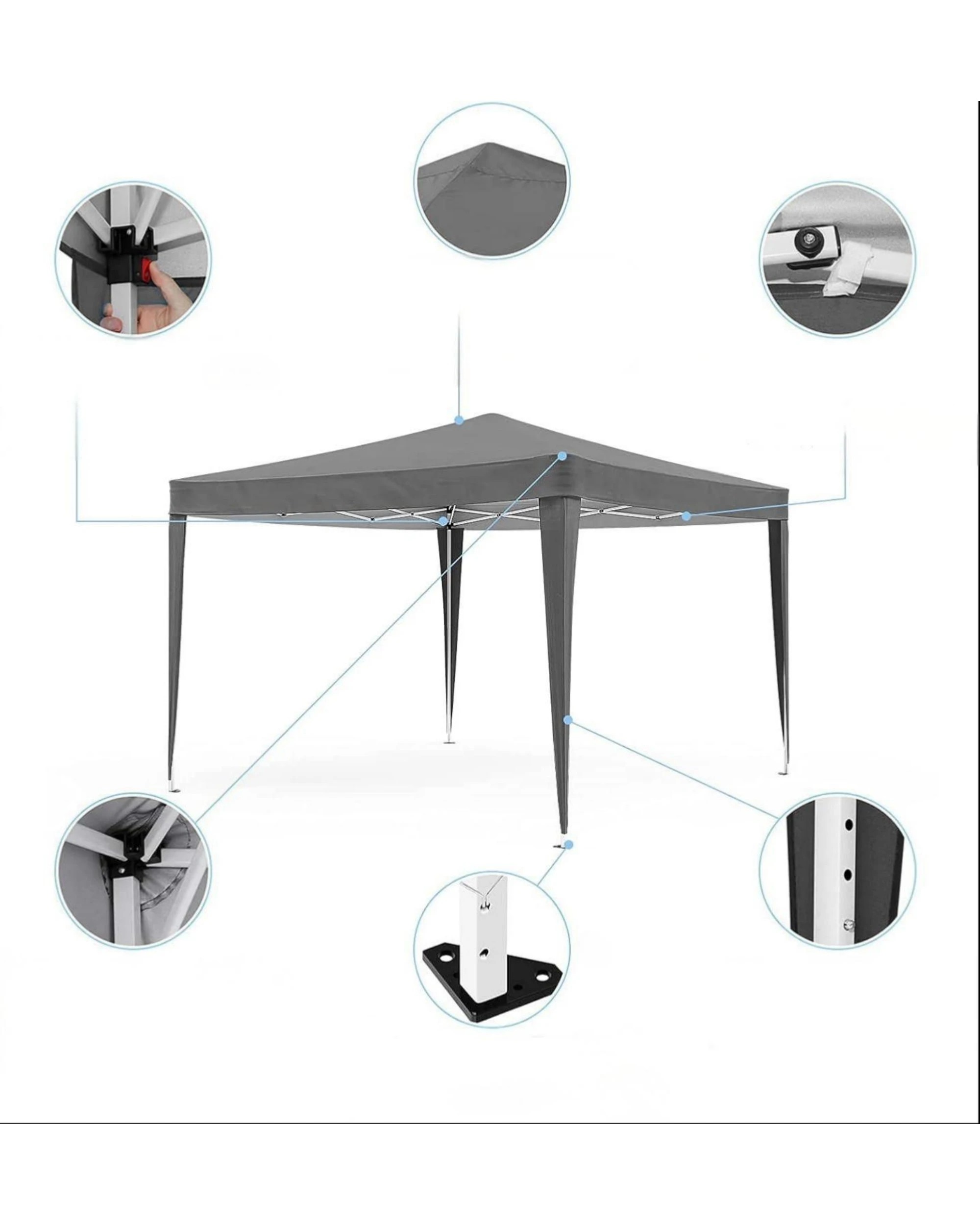 6 Advwin 2x2m Pop Up Gazebo Portable -Grey, 6 of 7