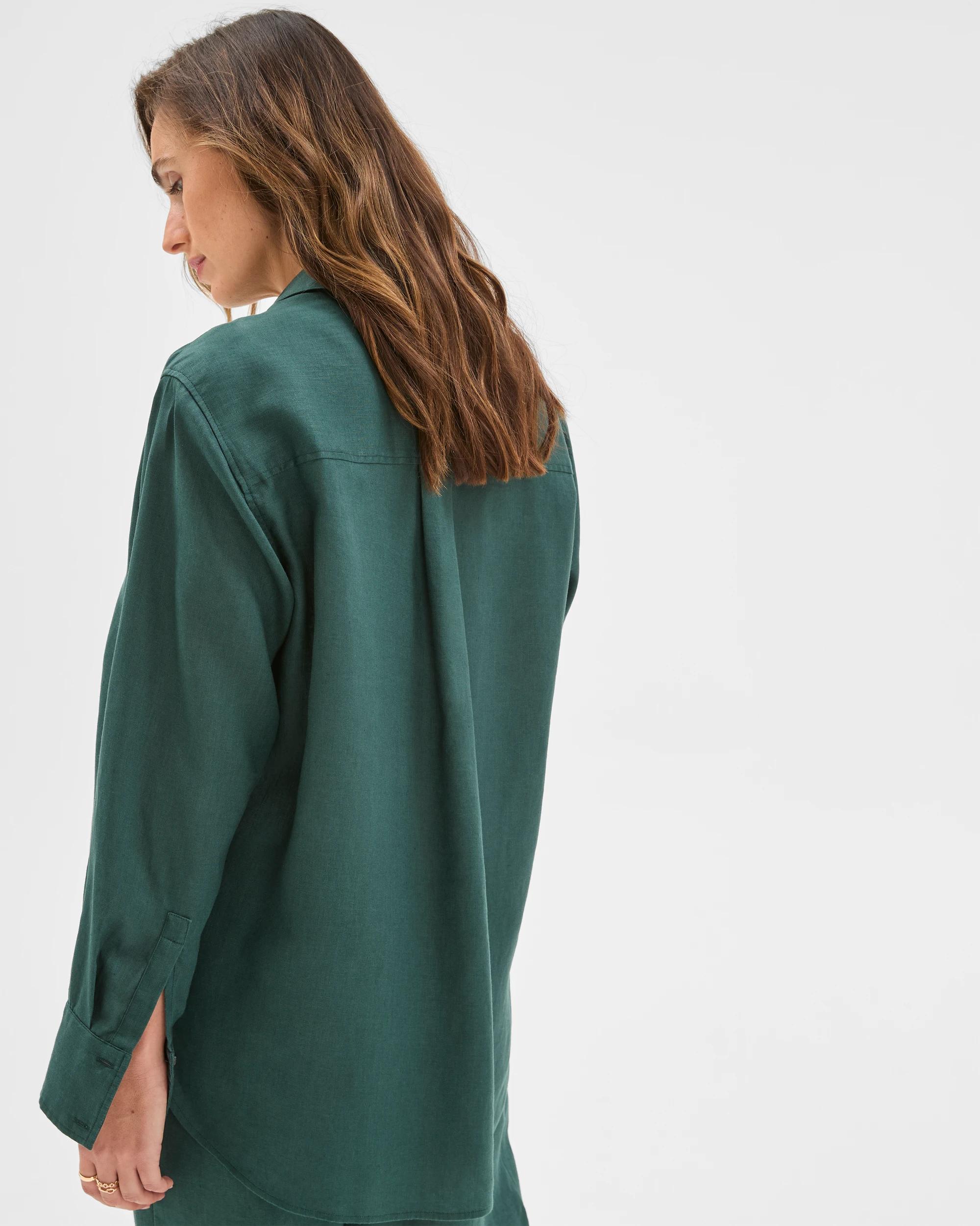 4 Target European Linen Long Sleeve Shirt DEEP GREEN, 4 of 6