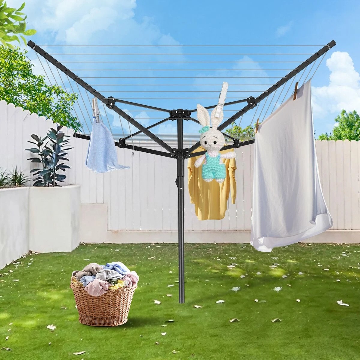 2 Ausway 10 Line Clothesline 4 Arm Clothes Airer Drying Rack Rotary Line, 2 of 5