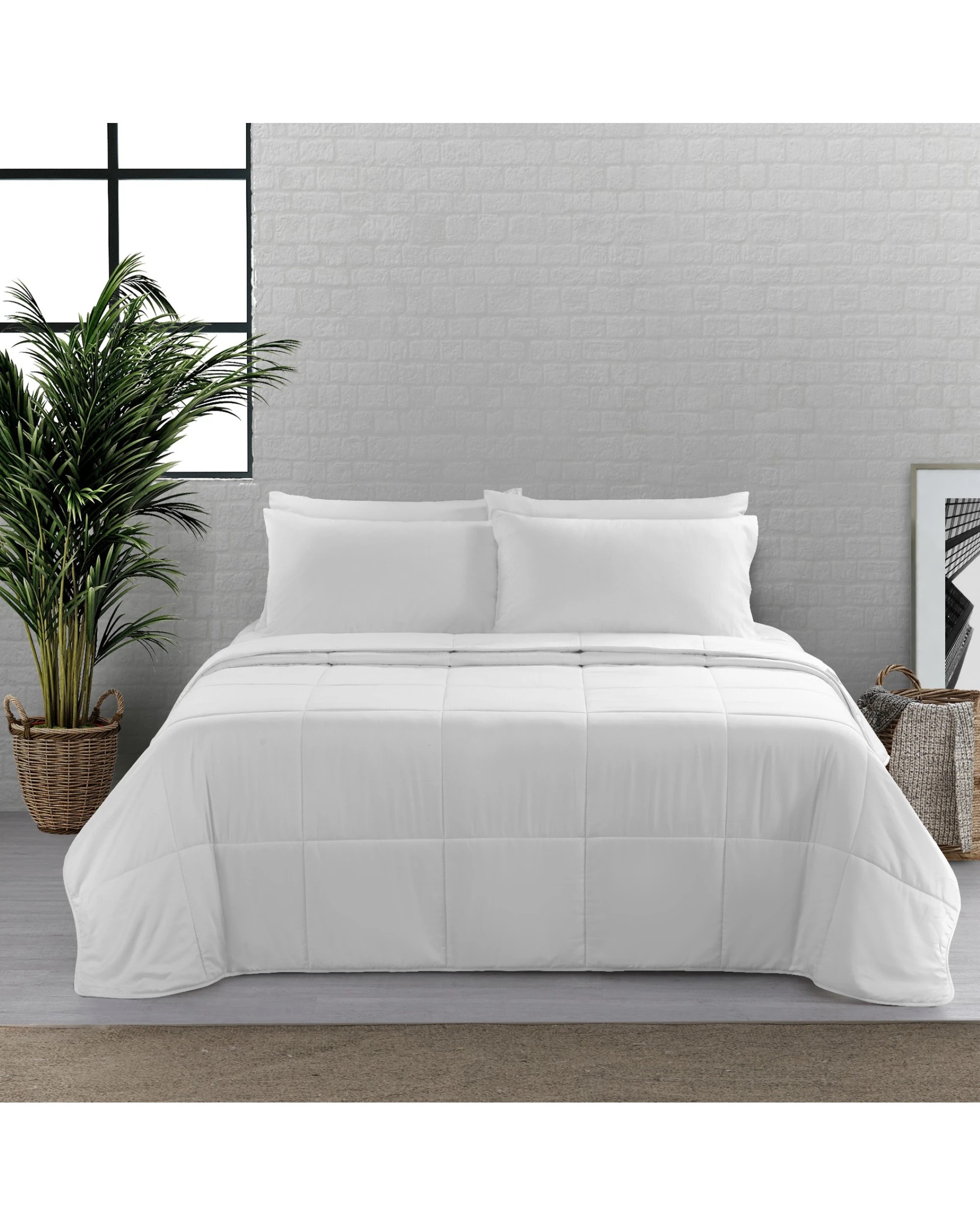 1 Natural Home 450gsm Winter Bamboo Quilt - Double Bed - White, 1 of 8