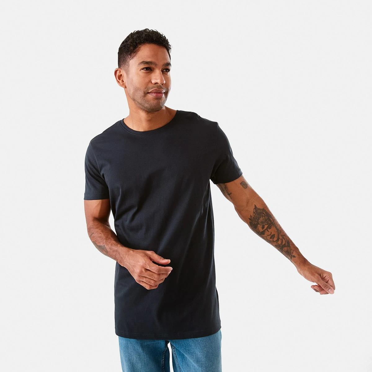 1 Australian Grown Cotton Longline T-shirt Eclipse, 1 of 6