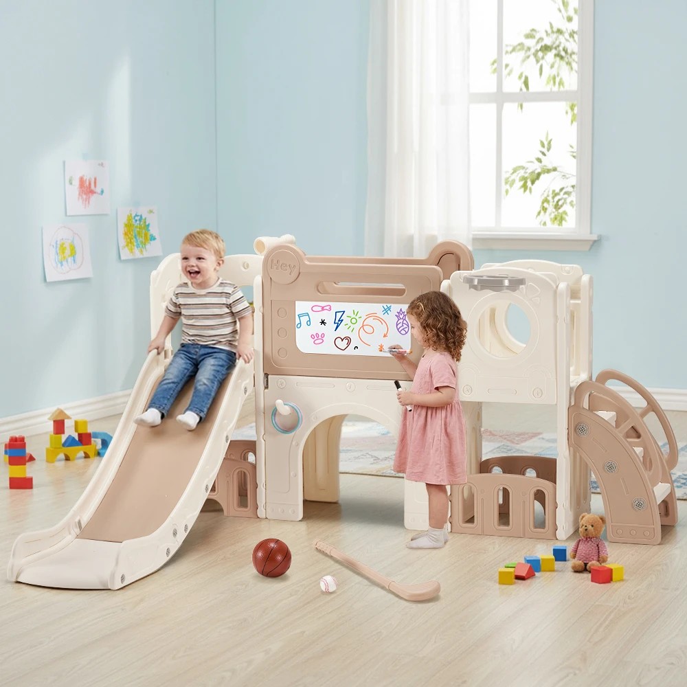 3 PlayPals 9-in-1 Kids Slide Set with Crawl Tunnel Indoor Outdoor Activity Center - Multi, 3 of 3