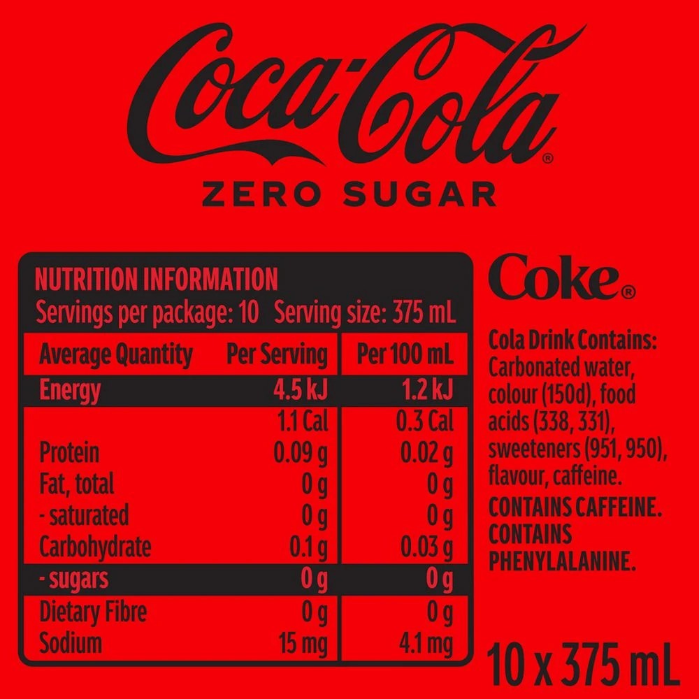 4 Coca-Cola Zero Cans 375mL 20 Pack, 4 of 4