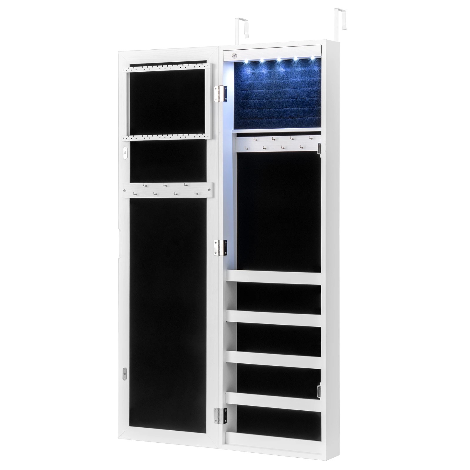 1 Costway Door/Wall Mounted Mirror Jewelry Makeup Cabinet Cosmetics Storage Organiser Box - White, 1 of 5