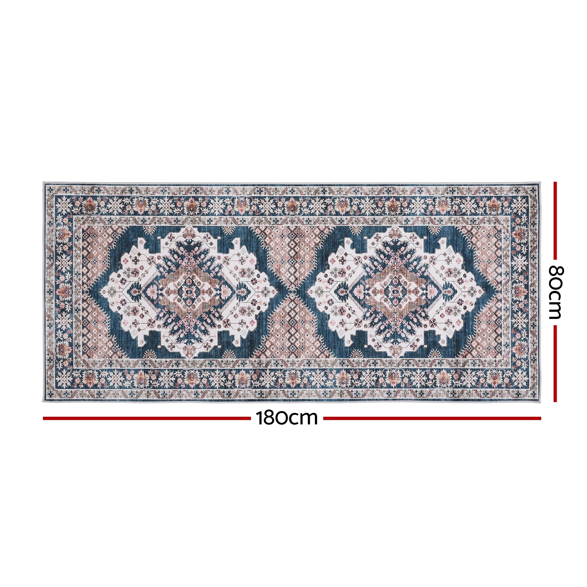 2 Artiss 80 x 180 cm Hallway Runner Rugs for Living Room 0.5cm Boho Decor - Blue, 2 of 10