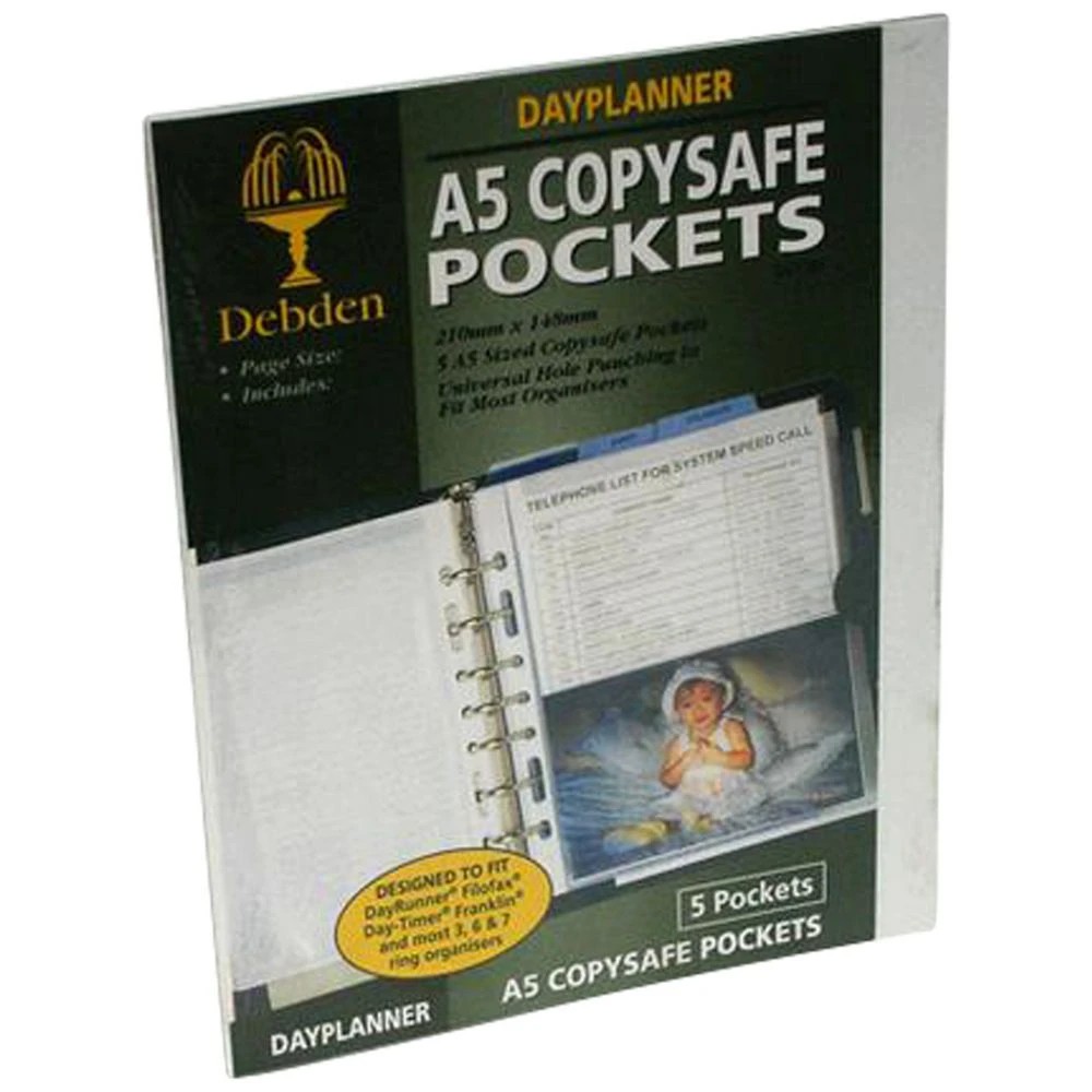 1 Collins Dayplanner A5 Copysafe Pockets Refill 5 pack, 1 of 1
