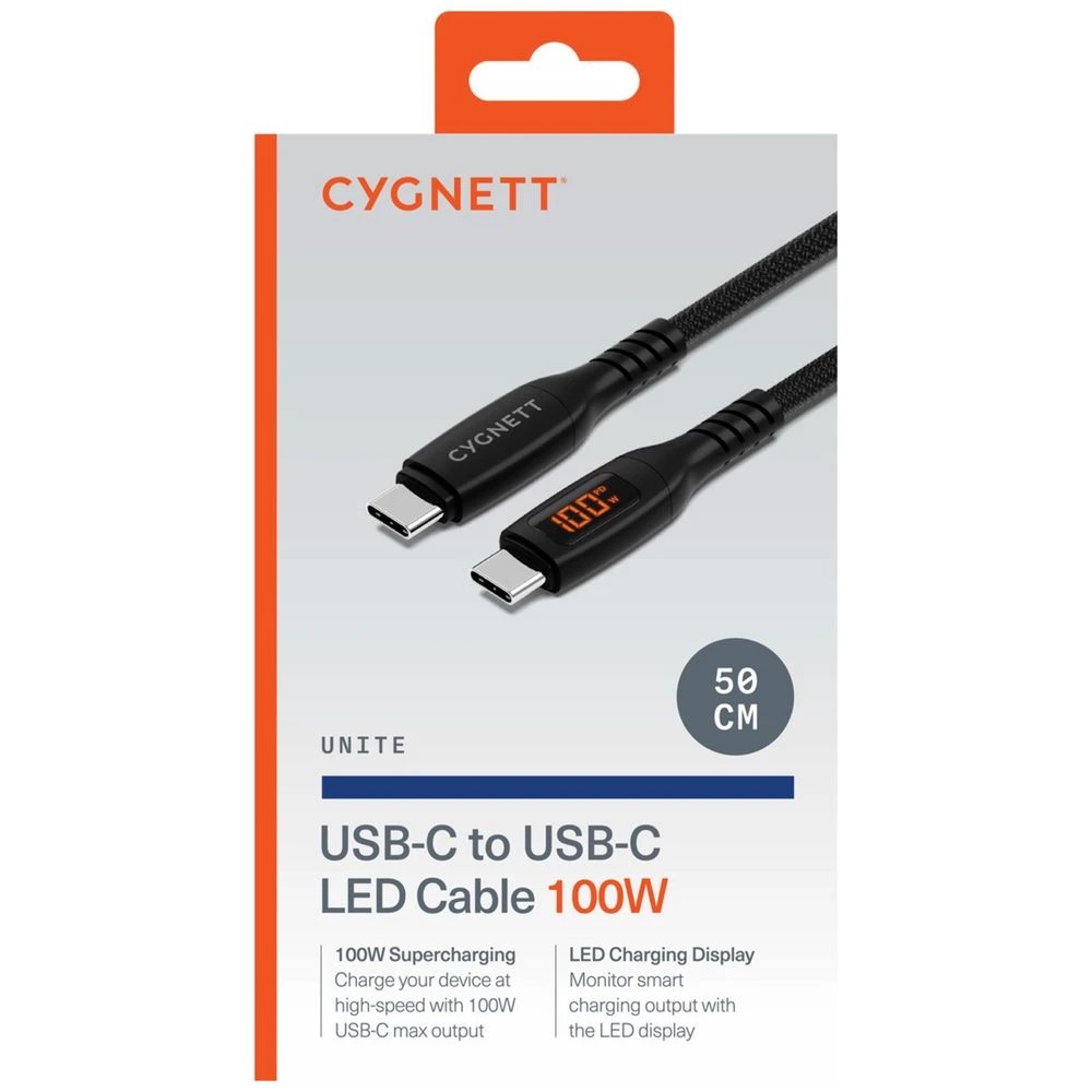 4 Cygnett USB-C Intelli-Cable 2.0 with LED Display 50cm Black​, 4 of 4