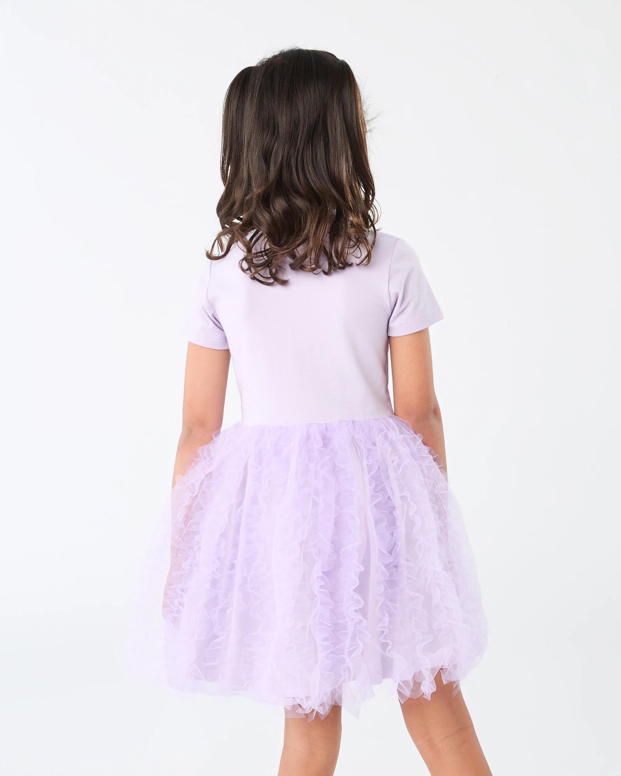 2 Easter Short Sleeve Rib Tutu Dress Prpl Bunny, 2 of 8