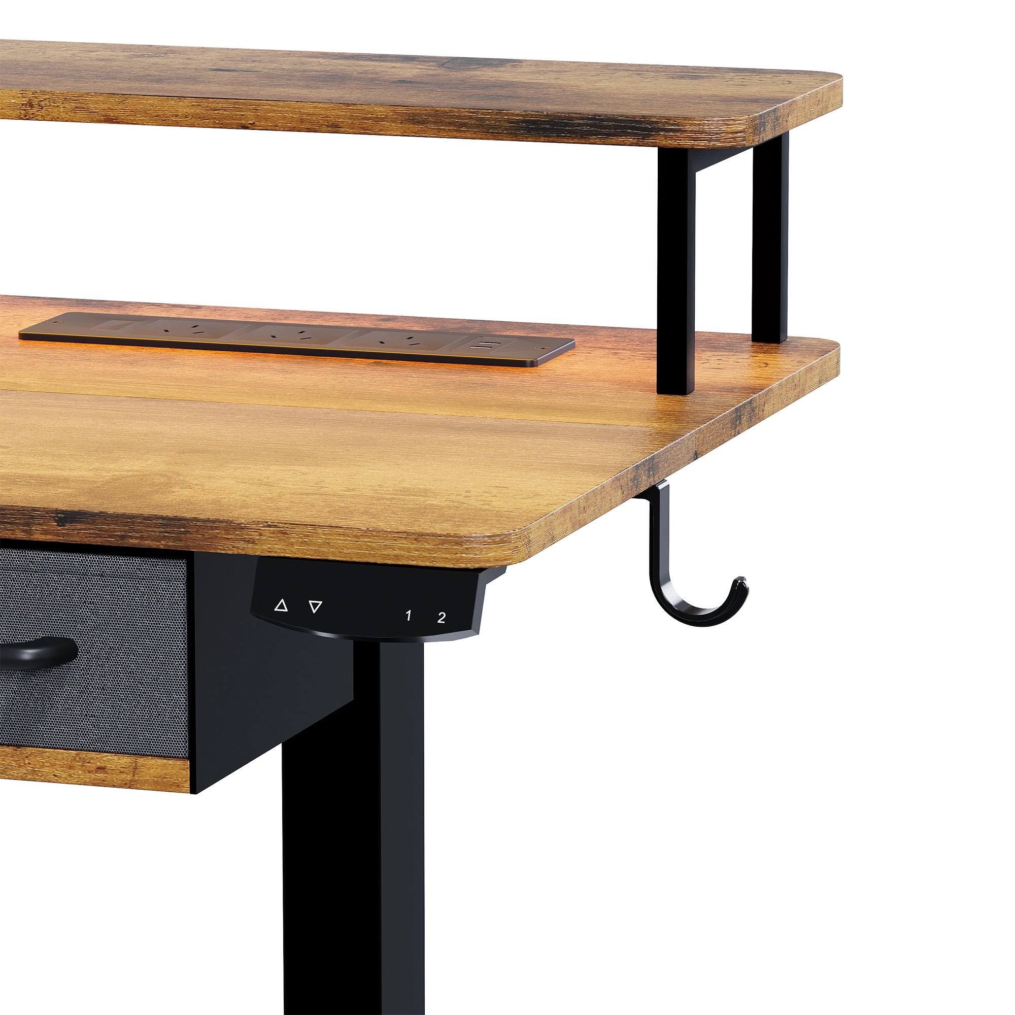 4 Advwin Electric Standing Desk with Monitor Stand and keyboard tray 120cm - Brown, 4 of 8