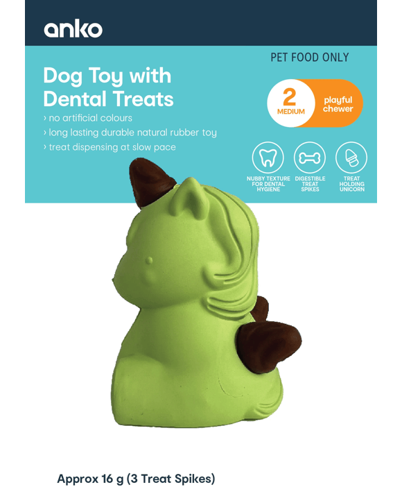 Pet Toy Chew 2-in-1 Unicorn - Small, Green