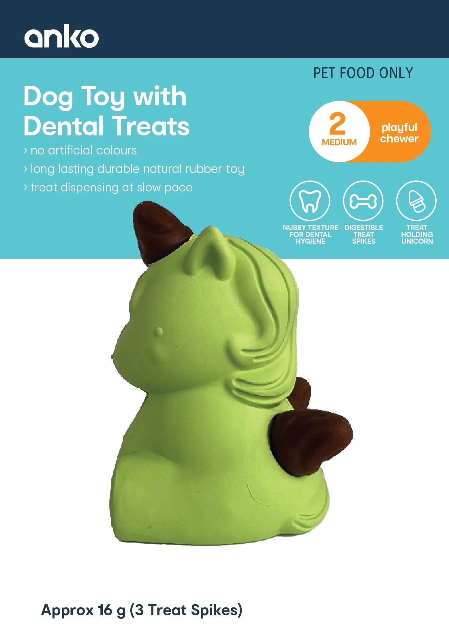 1 Pet Toy Chew 2-in-1 Unicorn - Small, Green, 1 of 4