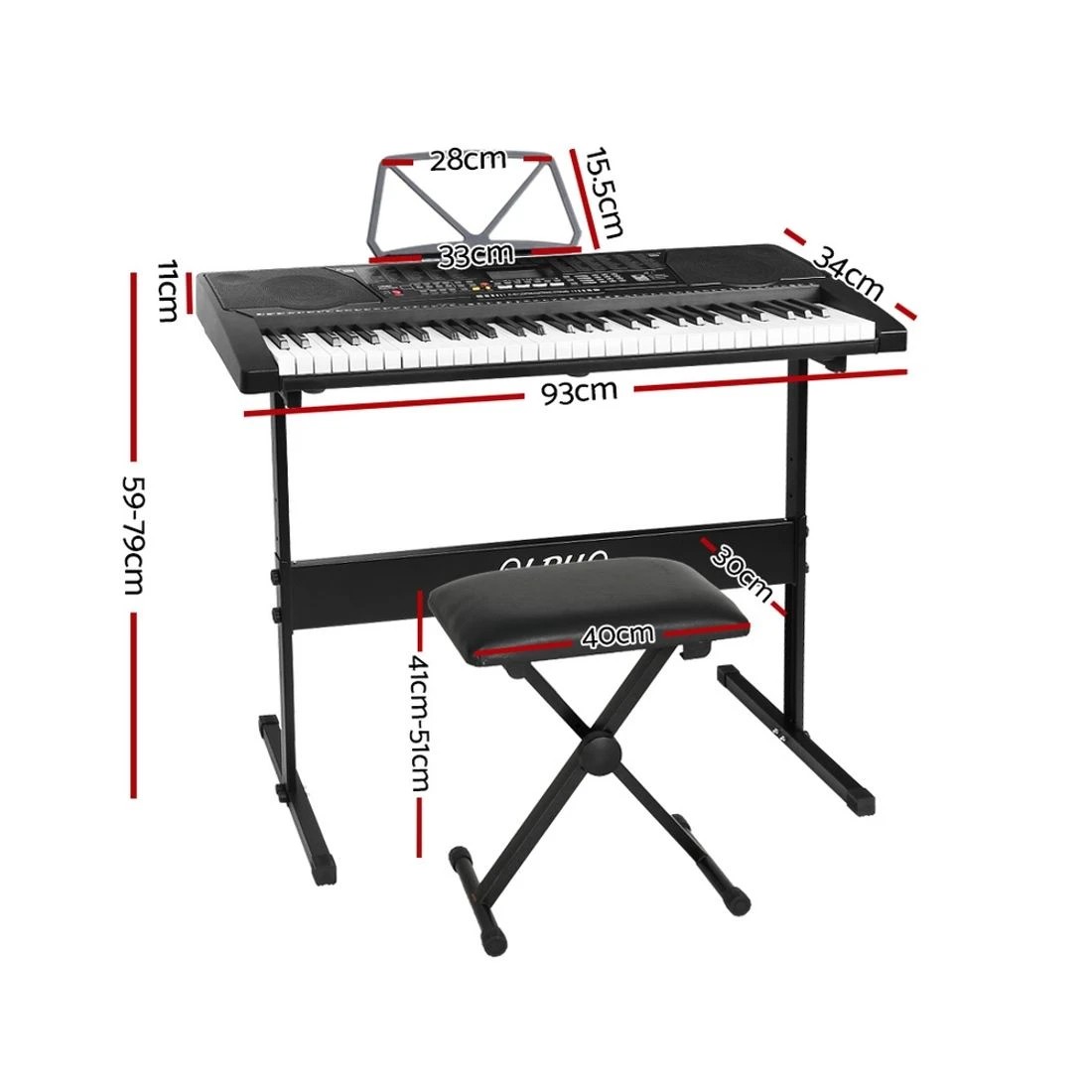 2 Alpha 61 Keys Electronic Piano Keyboard Digital Electric w/ Stand Stool Lighted - Black, 2 of 6